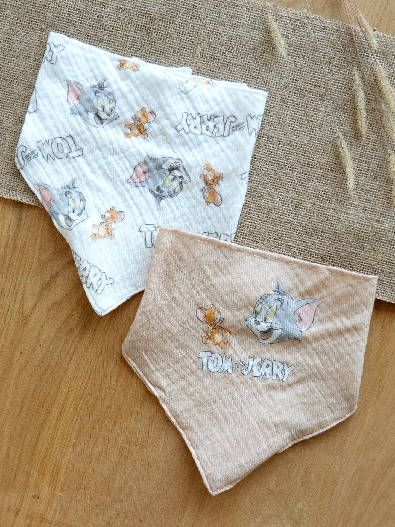 2er-Pack Baby Bandana-Lätzchen aus Baumwoll-Musselin