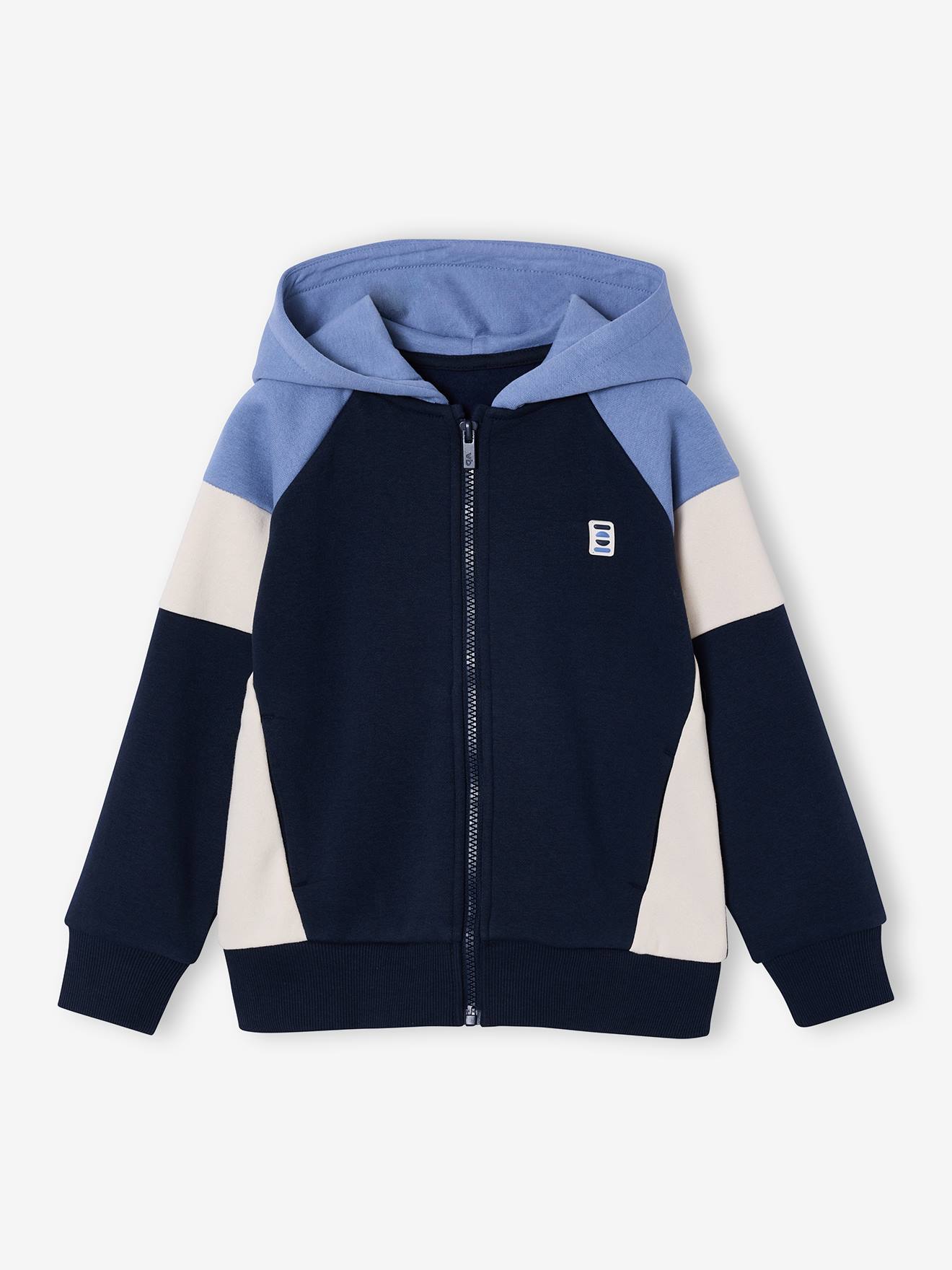 Kapuzensweatjacke Jungen im Colorblock-Look