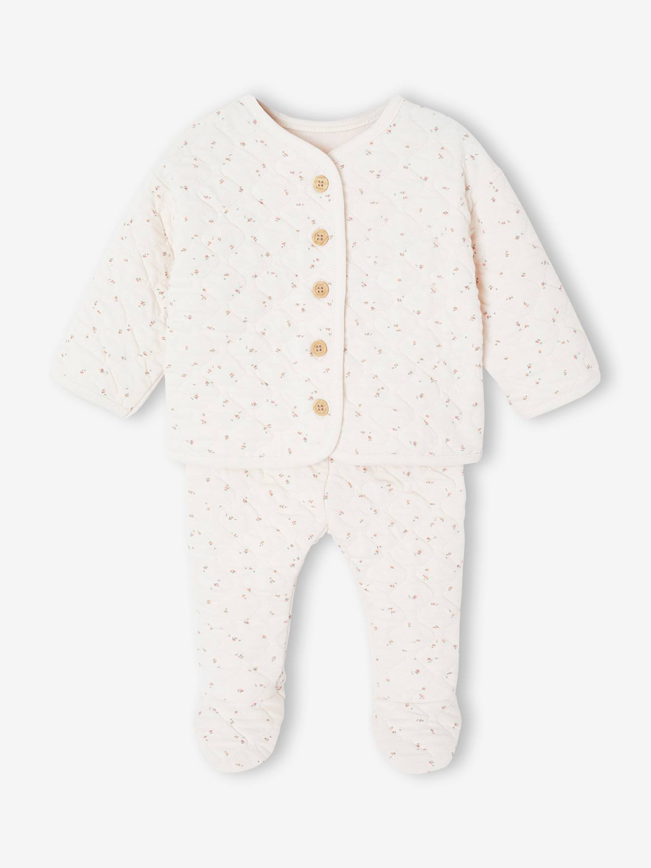 Baby-Set aus weichem Steppstoff mit Allover-Print Bio-Baumwolle personalisierbar