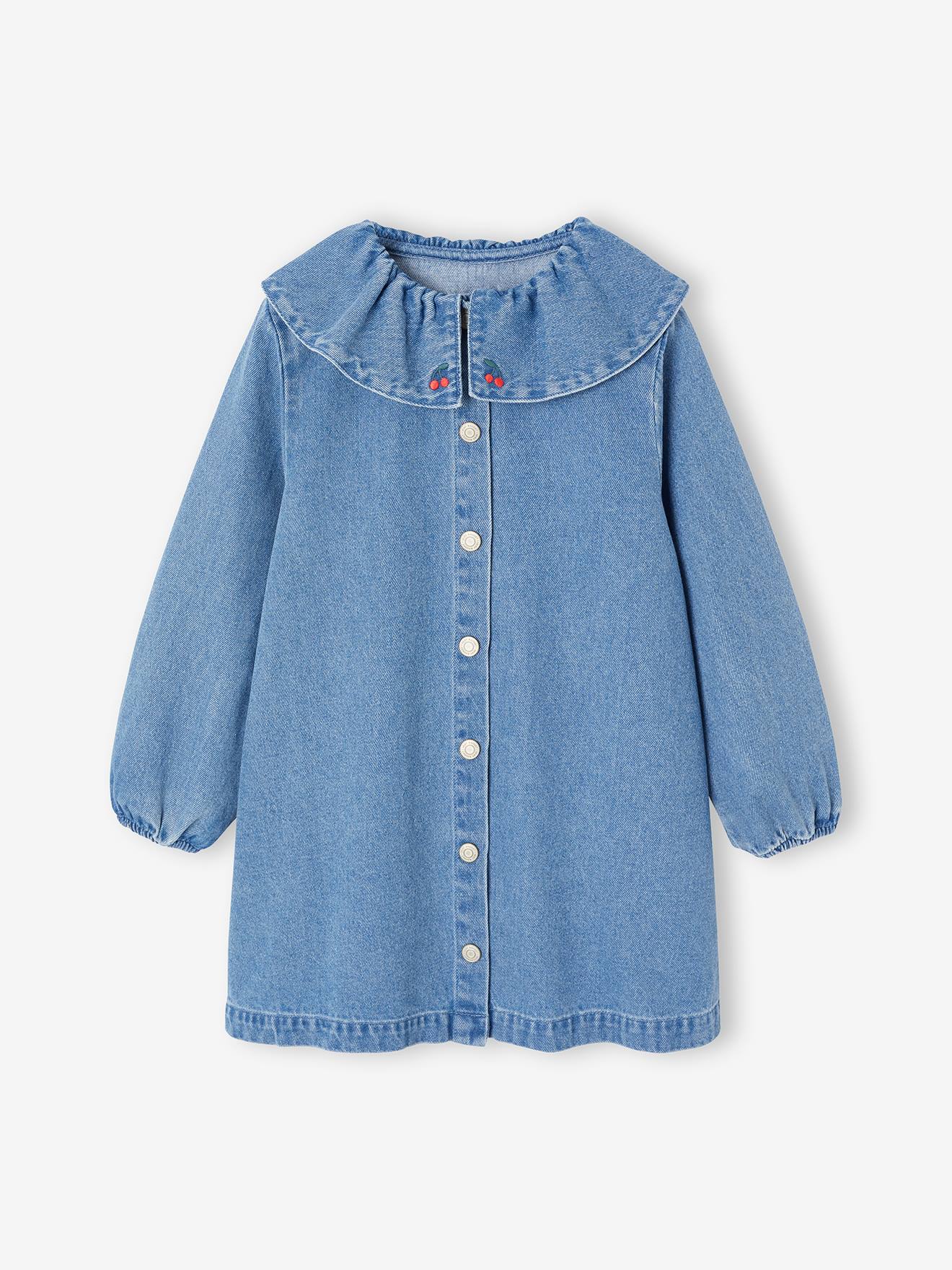 Jeanskleid Mädchen mit Rüschenkragen mittel