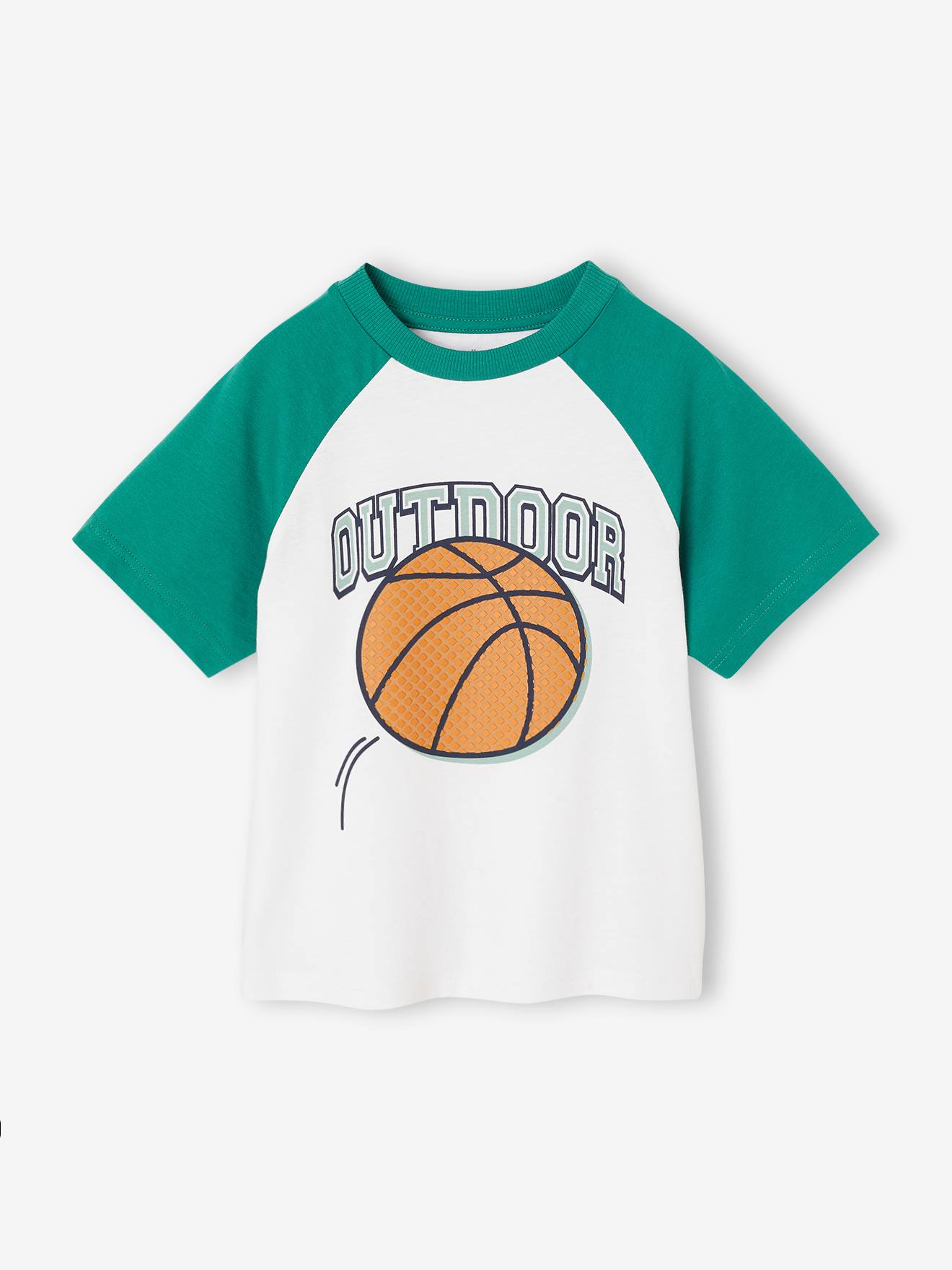 T-Shirt mit Kontrastärmeln und Recycling-Baumwolle Jungen
