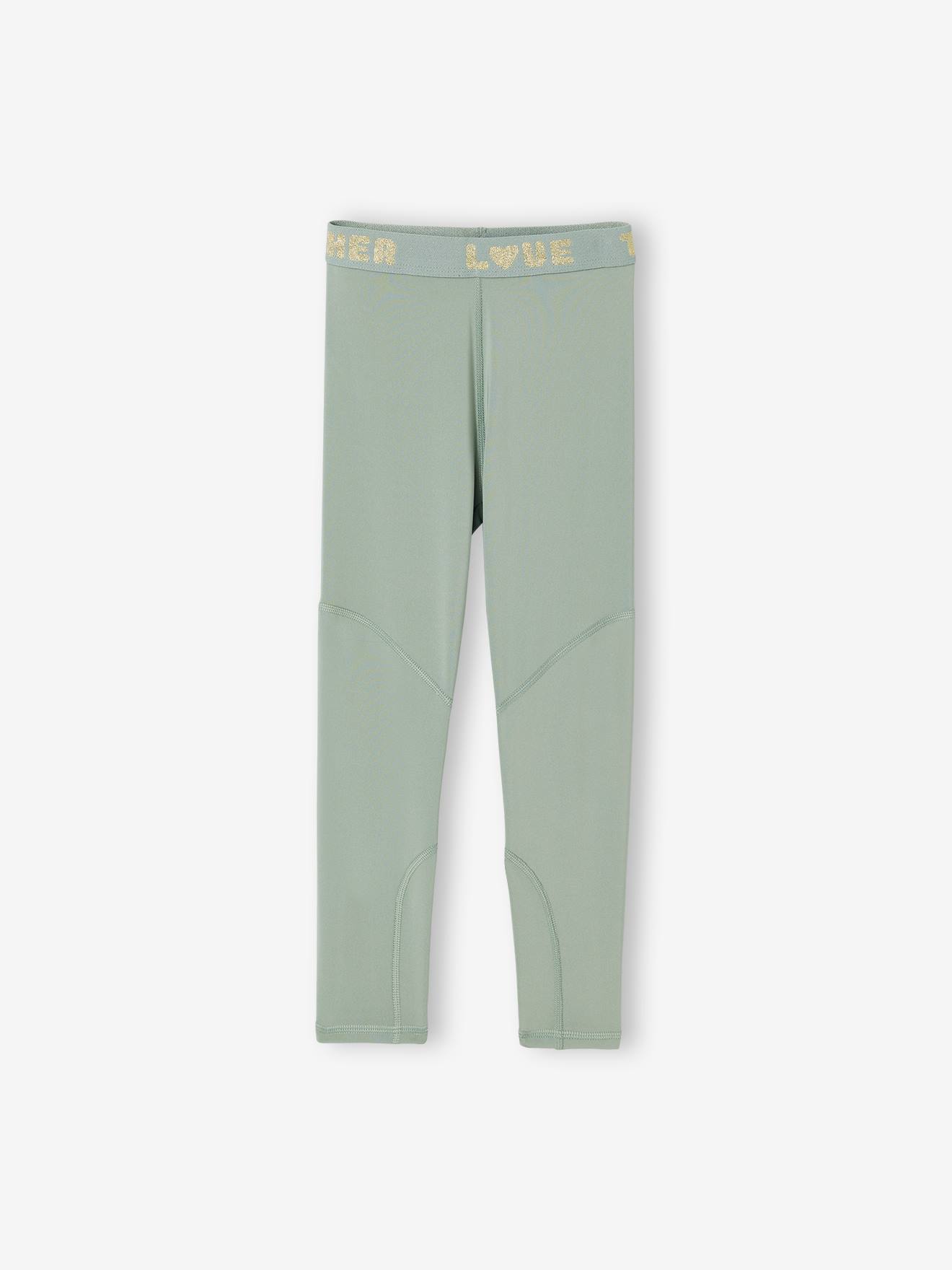 Leggings Mädchen Schriftzug LOVE TOGETHER am Gummibund salbei