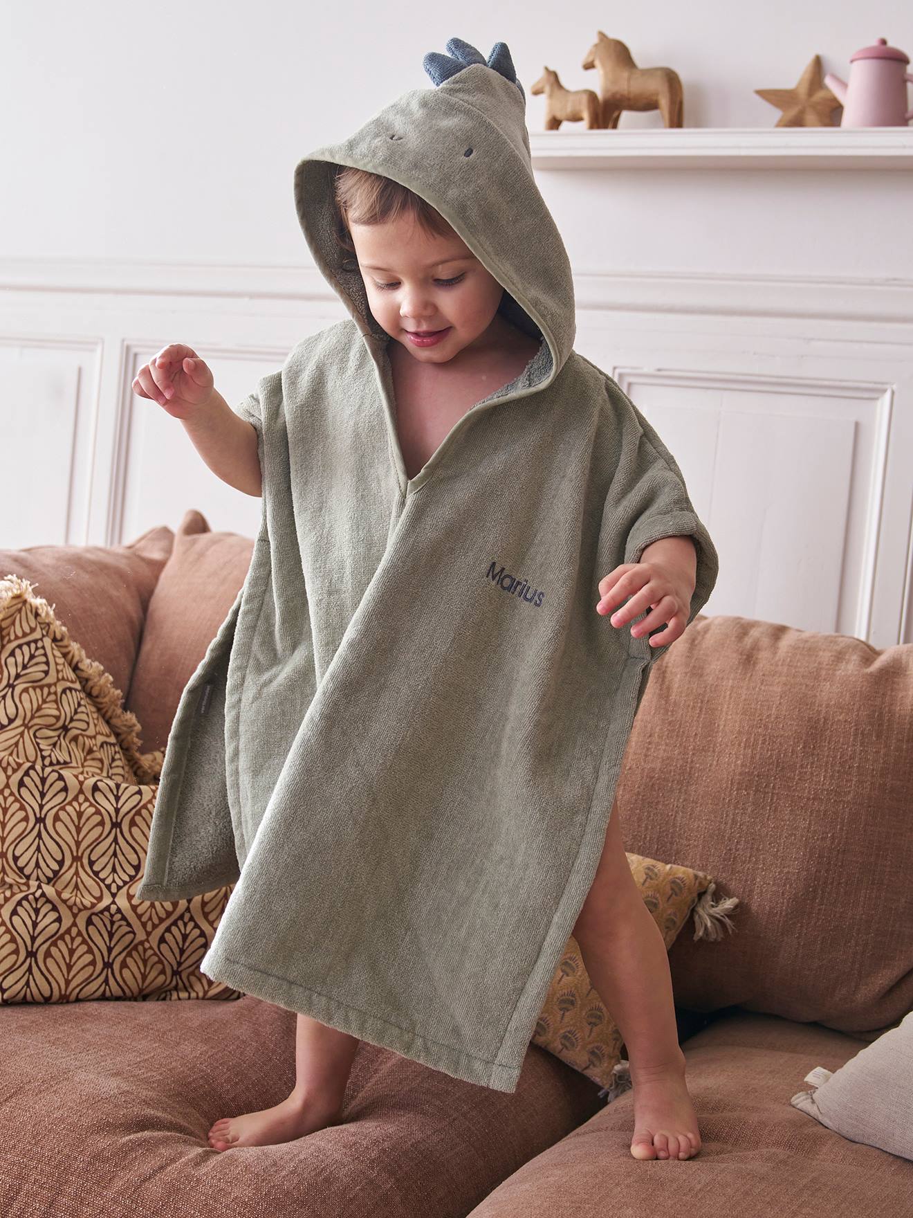 Baby Badeponcho TIERLIEBE mit Tier-Gesichter personalisierbar minisaurus
