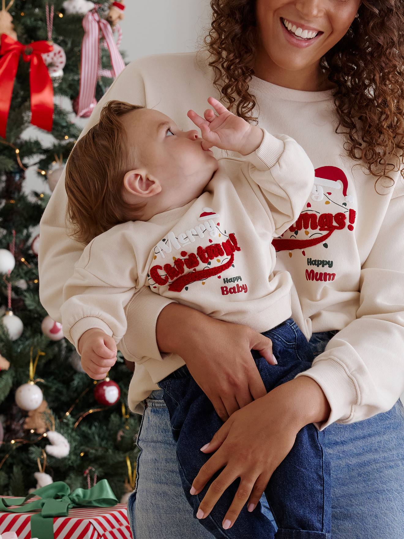 Sweatshirt HAPPY BABY Familien-Capsule für Weihnachten vanille