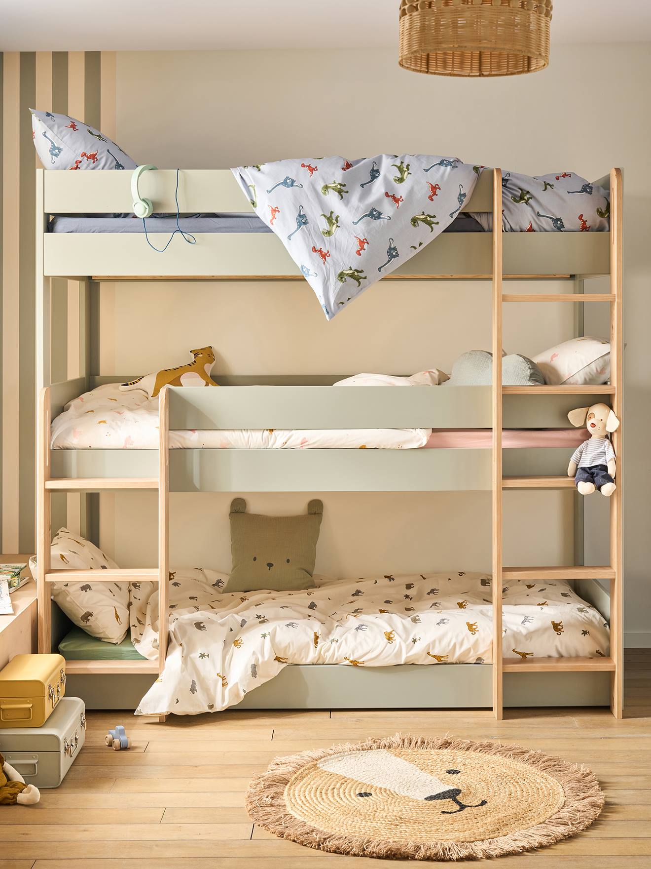 Kinderbett COMPLICE mit 3 Ebenen 90x200 cm Etagenbett