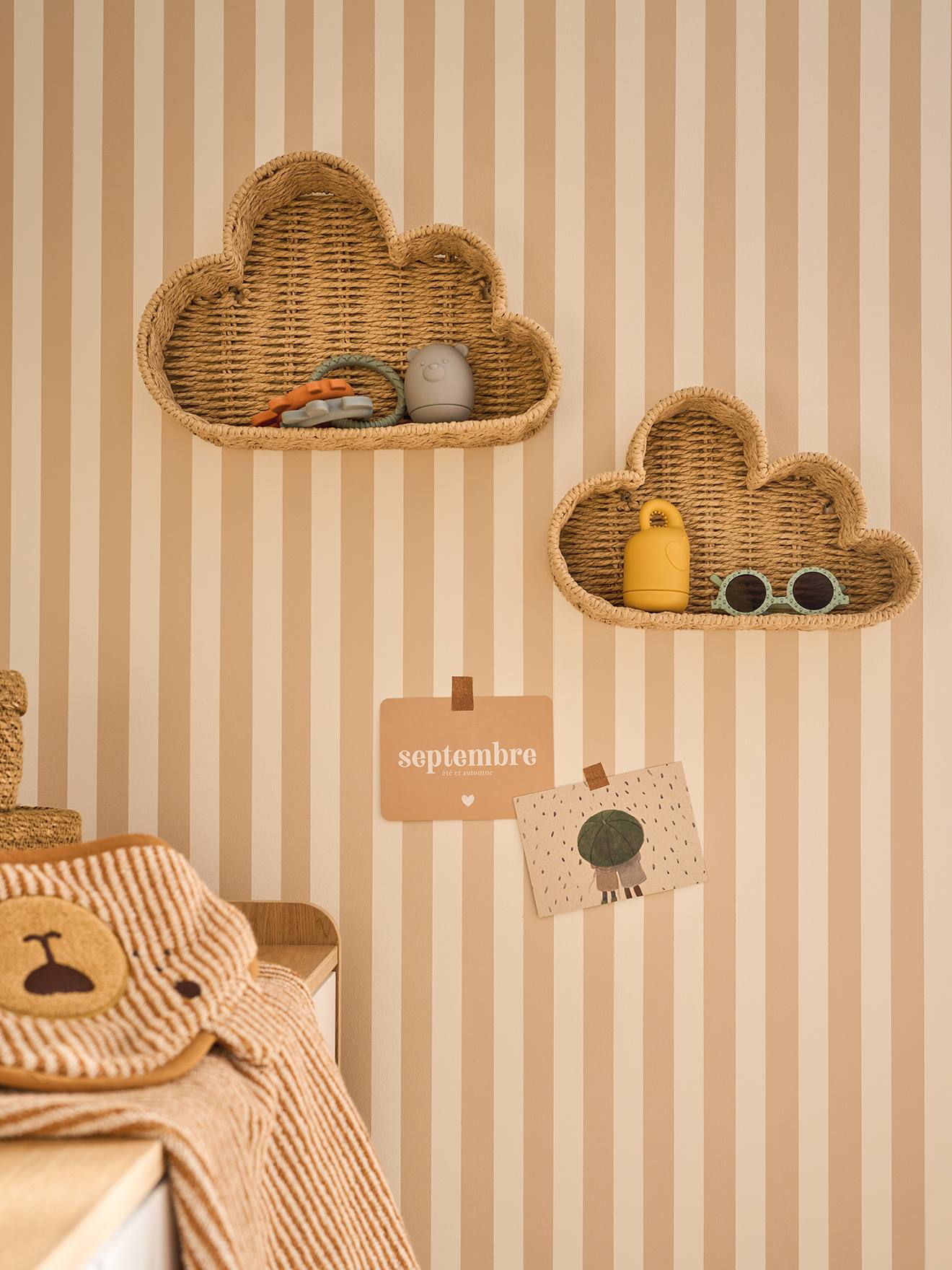 2er-Set Wandregale WOLKE aus Papierkordel Kinderzimmer