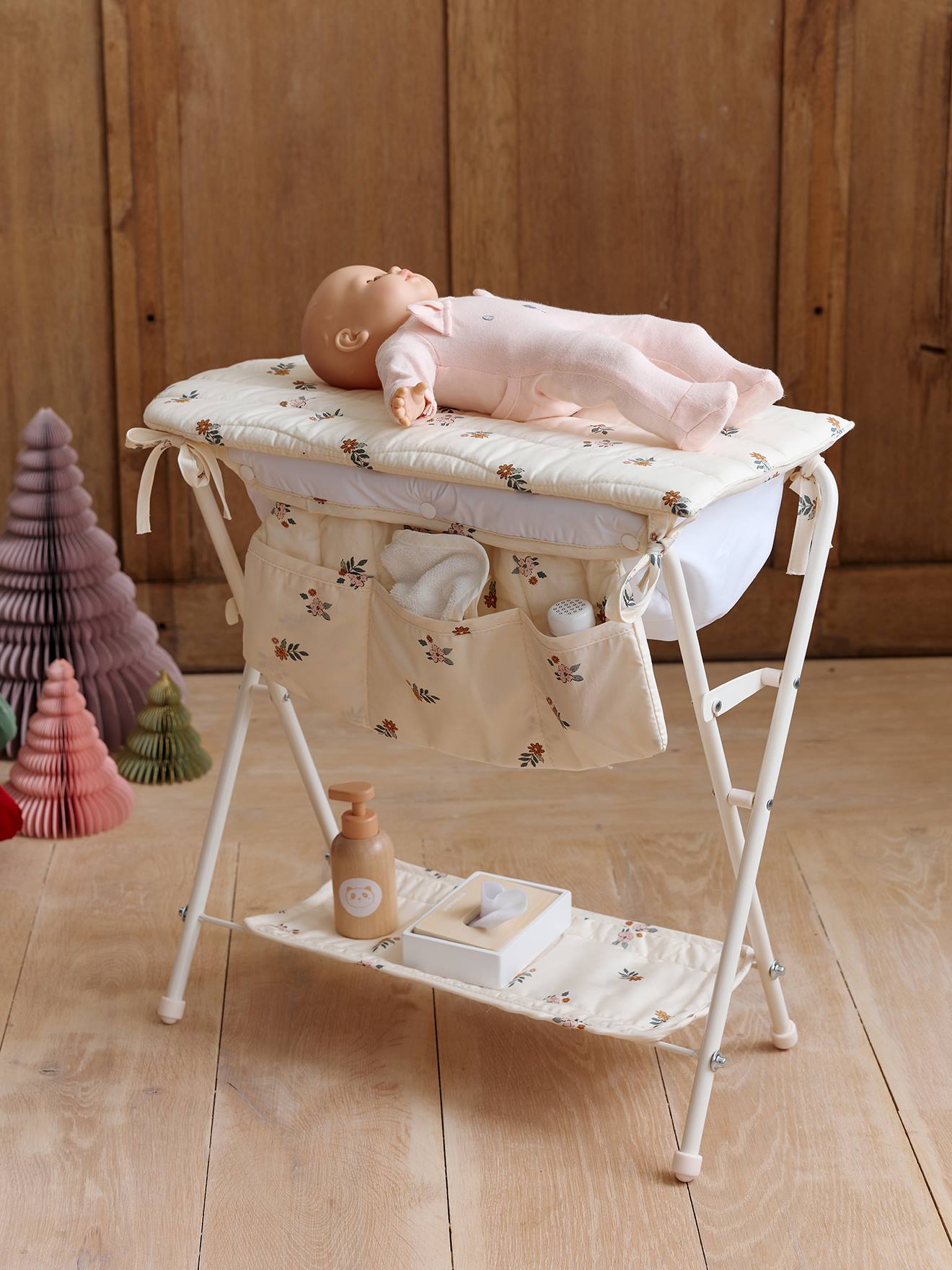 2-in-1 Puppen-Wickeltisch aus Metall RETRO FLOWER