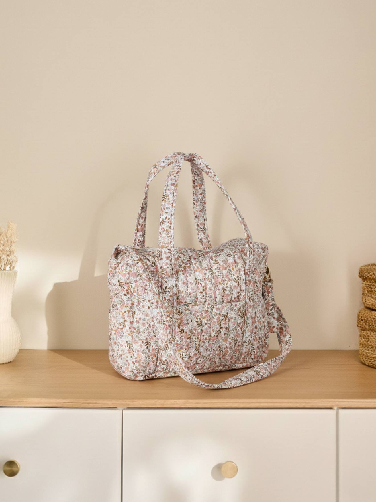 Vertbaudet Unisex Wollweiß Geblümt Wickeltasche Aus Baumwoll-Musselin Joiosa