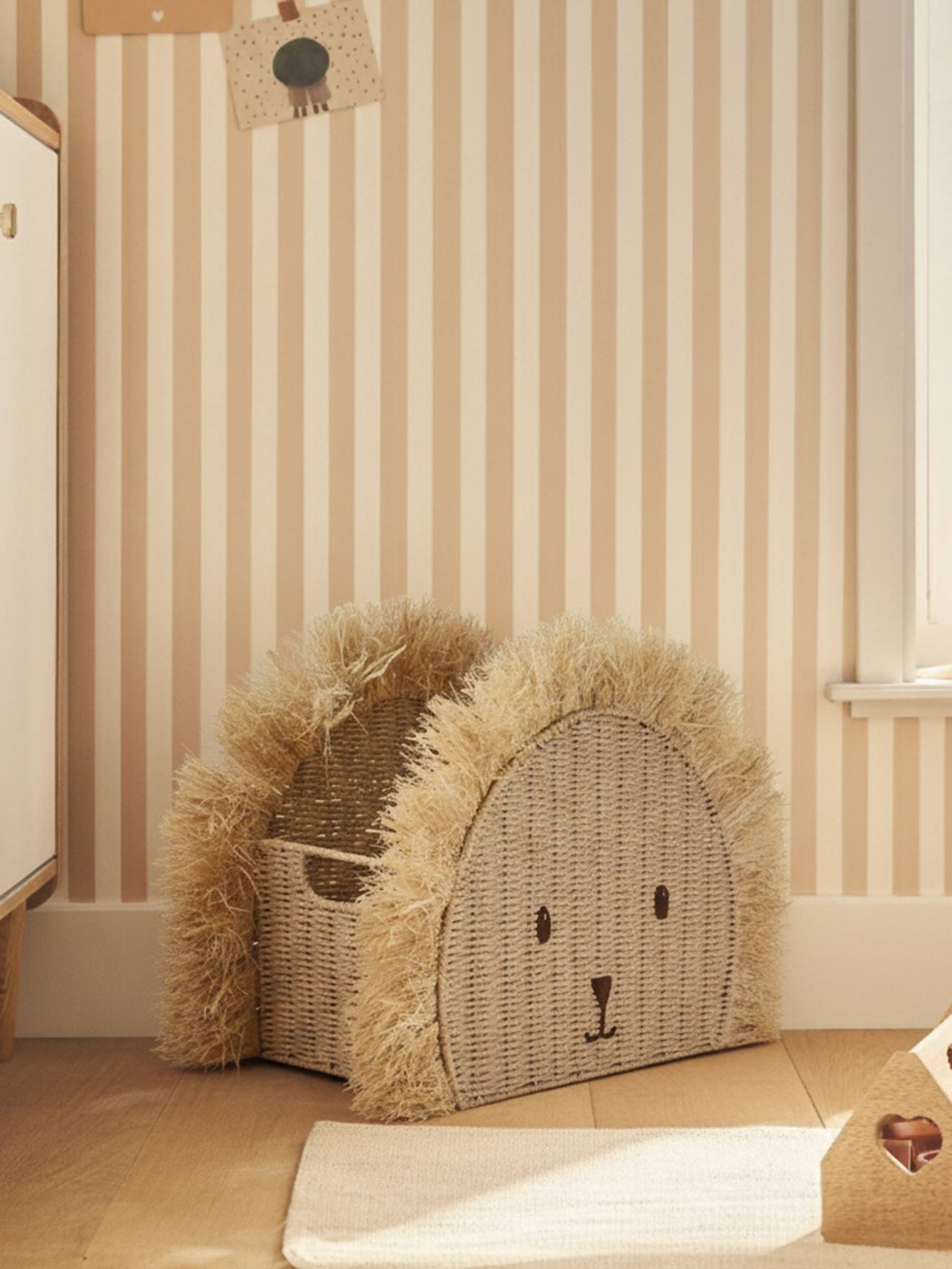 Aufbewahrungskorb LÖWE aus Naturbast/Papierkordel Kinderzimmer
