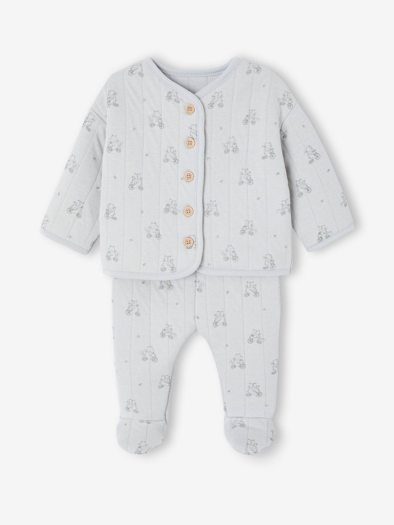 Baby-Set aus weichem Steppstoff mit Allover-Print Bio-Baumwolle personalisierbar
