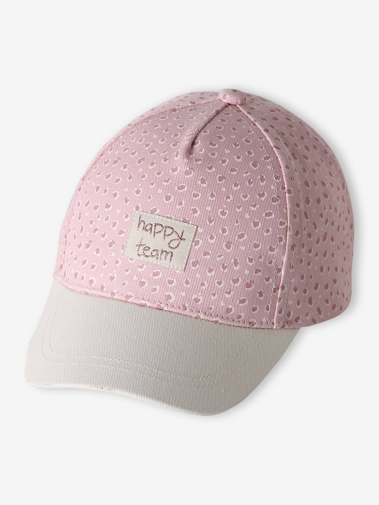 Baby Baumwollcap Leo-Print und mit Schriftzug Happy Team