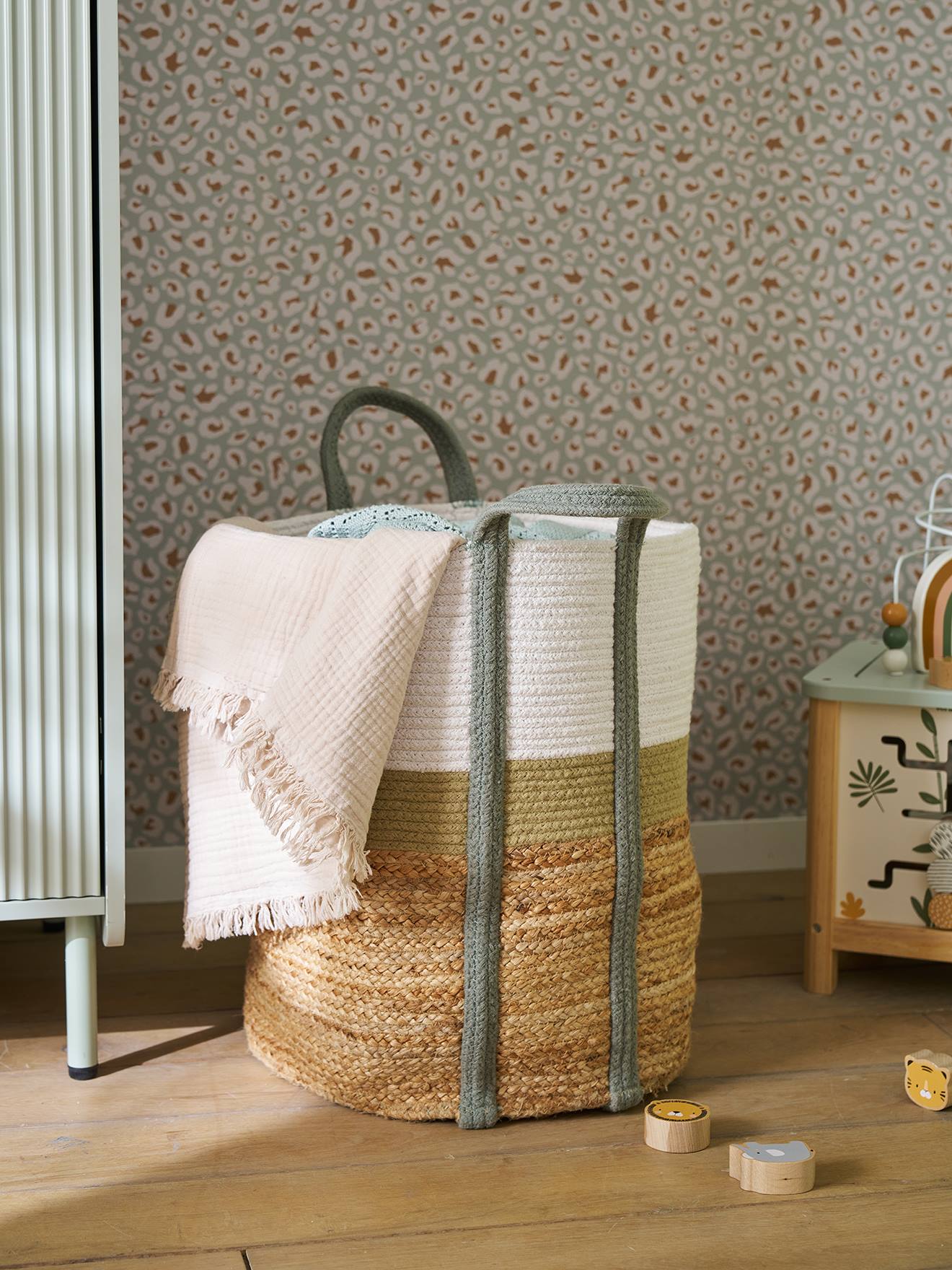 XL-Aufbewahrungskorb aus Jute Wäschekorb Kinderzimmer