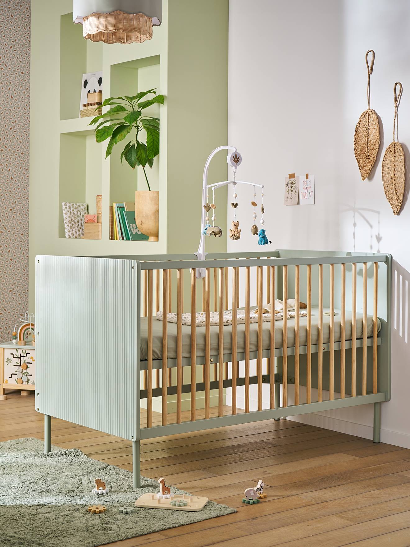 Mitwachsendes Babybett CANNELÉ mit Rillenstruktur 70x140 cm