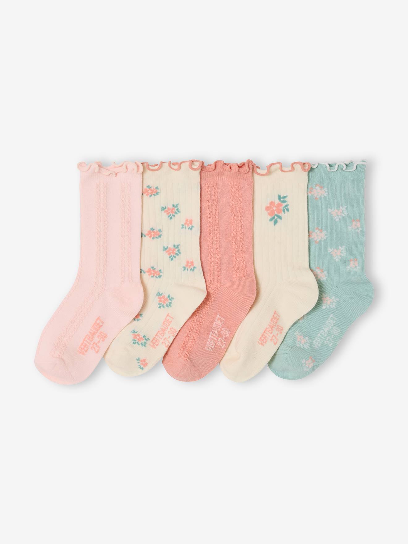 5er-Pack Mädchen Socken mit Ajourstrick