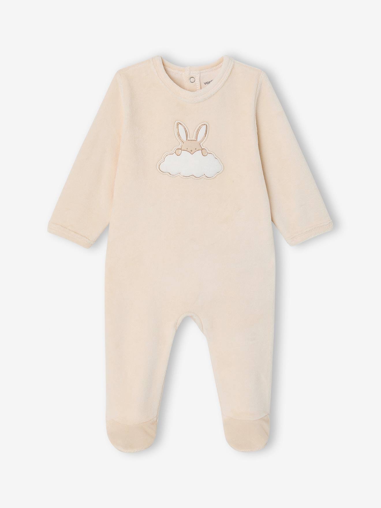 Baby Samt-Schlafanzug mit Rückenöffnung Bio-Baumwolle
