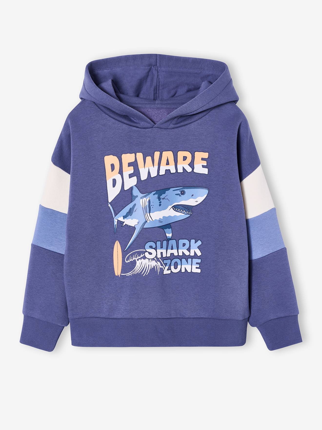 Kapuzensweatshirt mit farbigen Ärmeln und Prints Jungen