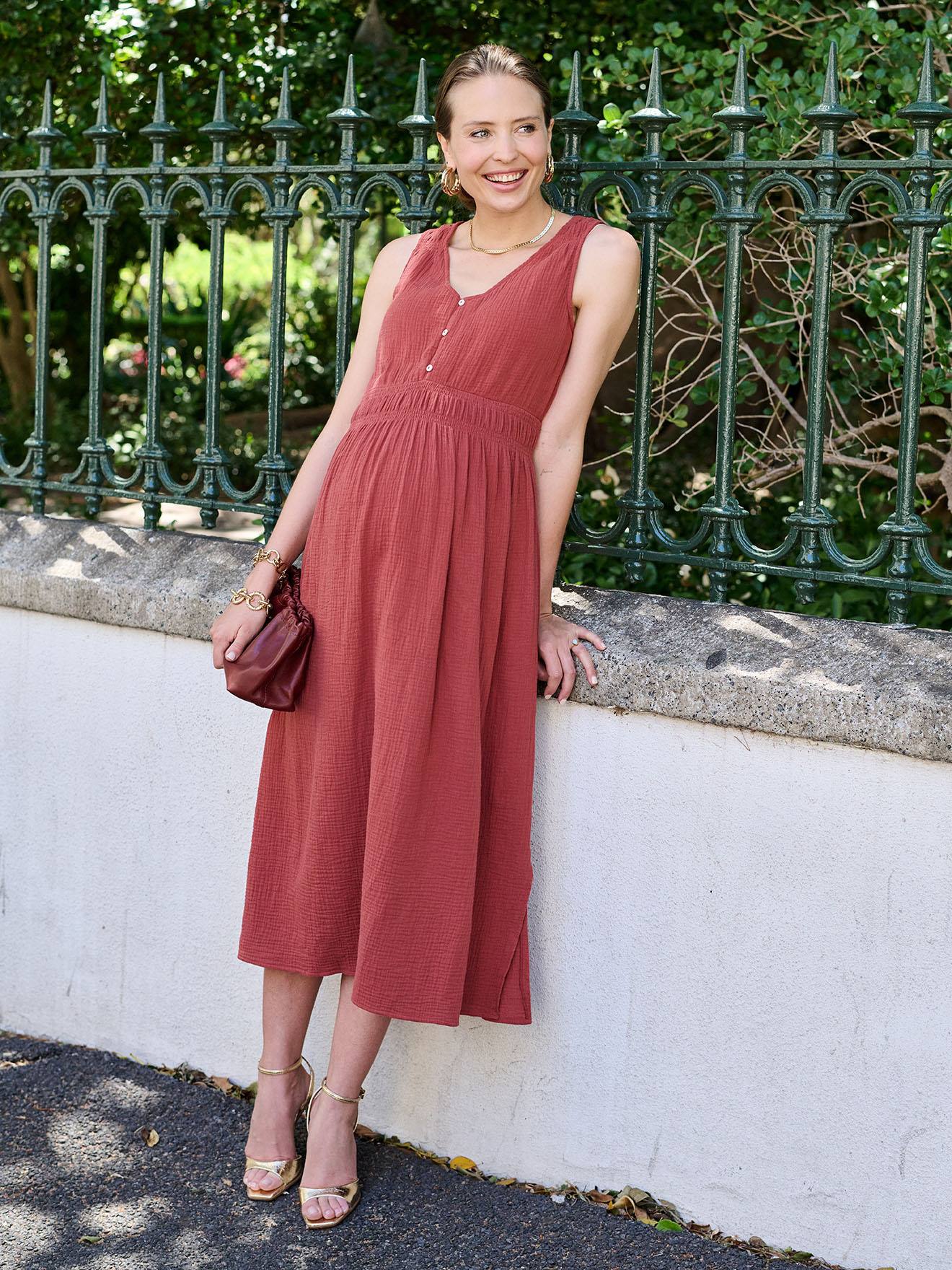 Trägerkleid mit Knopfleiste für Schwangerschaft und Stillzeit ENVIE DE FRAISE