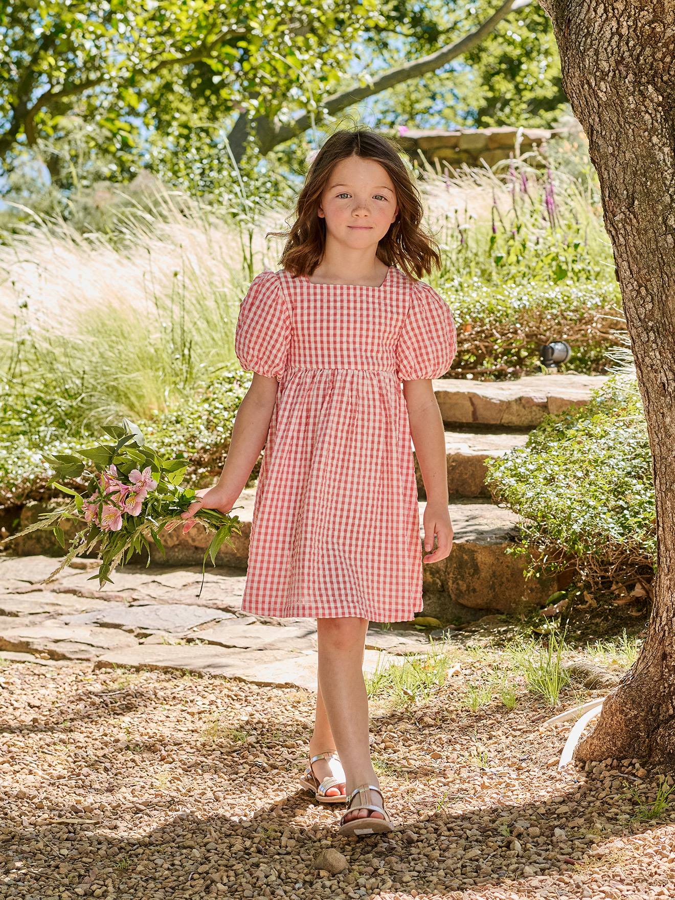 Sommer-Kleid mit Ballonärmeln & großen Schleifen am Rücken