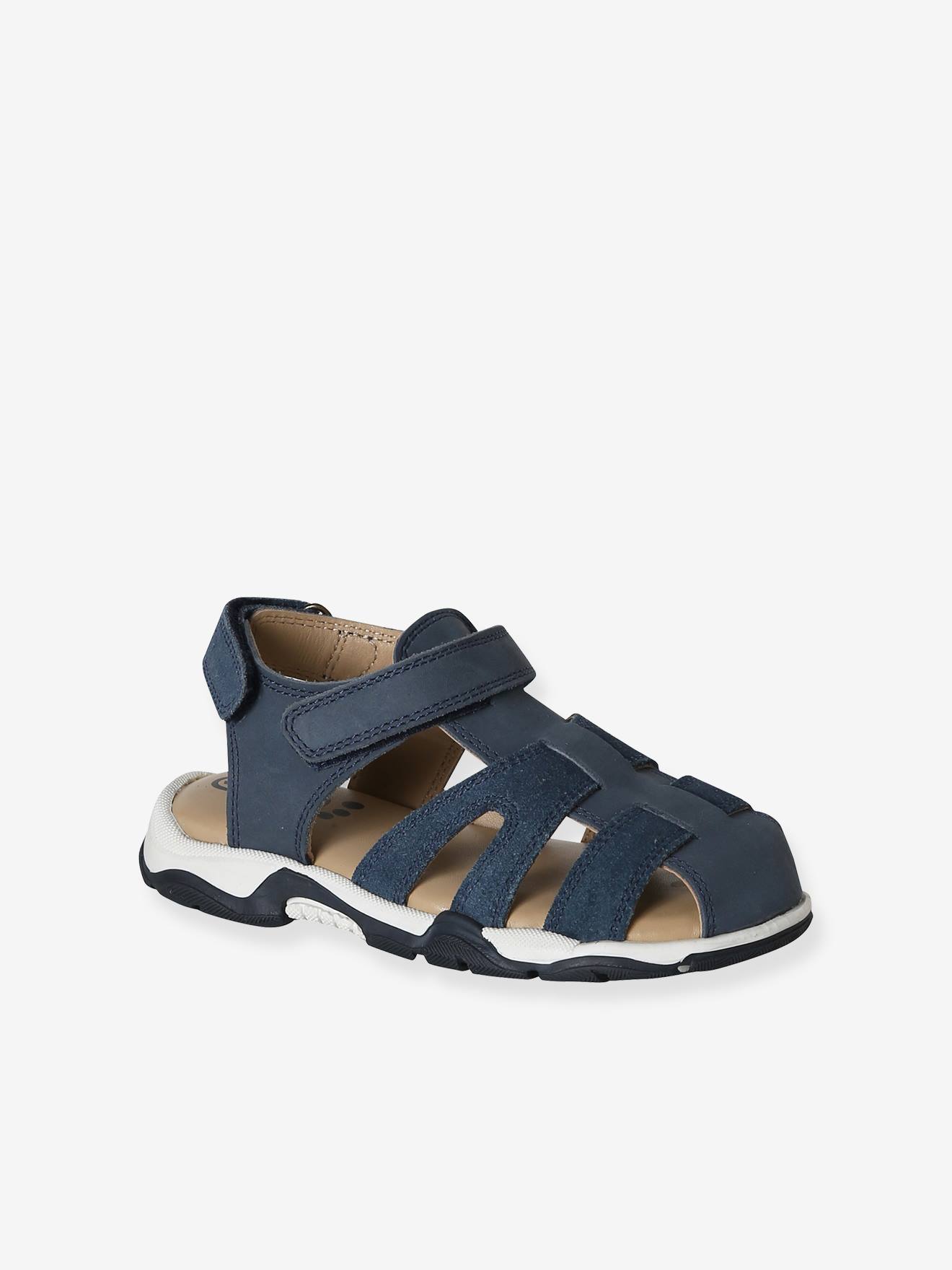 Kinder Leder-Sandalen mit 2 Klettriemchen und Anziehtrick set