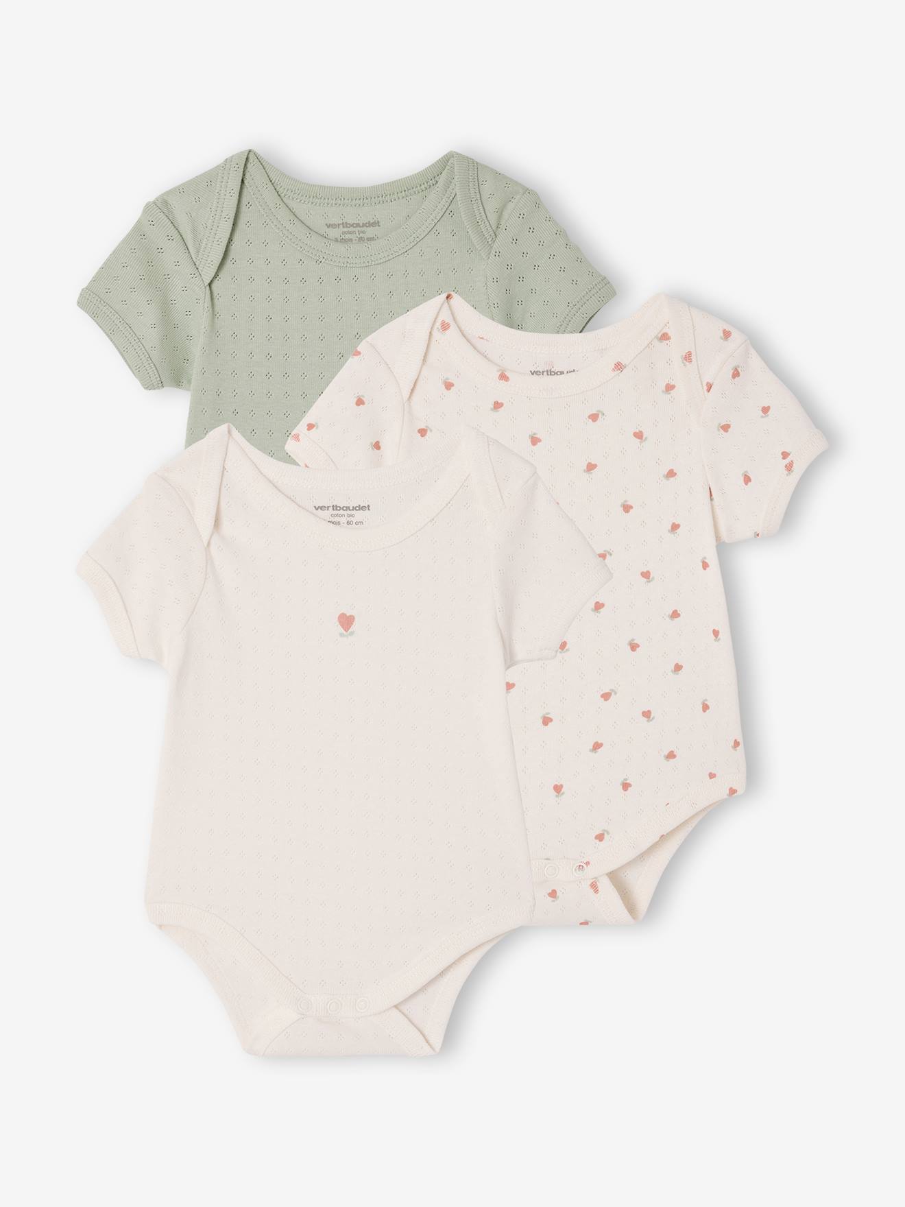 3er-Pack Baby Bodys mit kurzen Ärmeln aus Pointelle-Jersey
