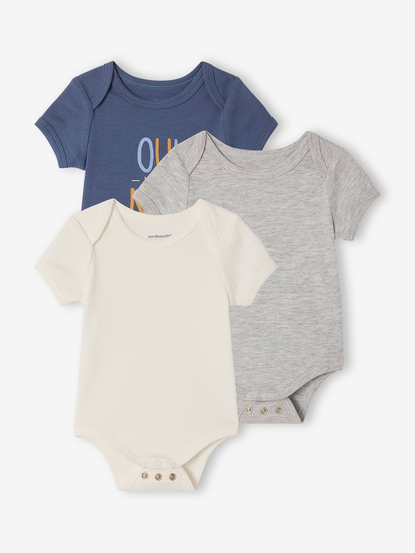 3er-Pack mitwachsende Baby Schlupfbodys mit kurzen Ärmeln Bio-Baumwolle