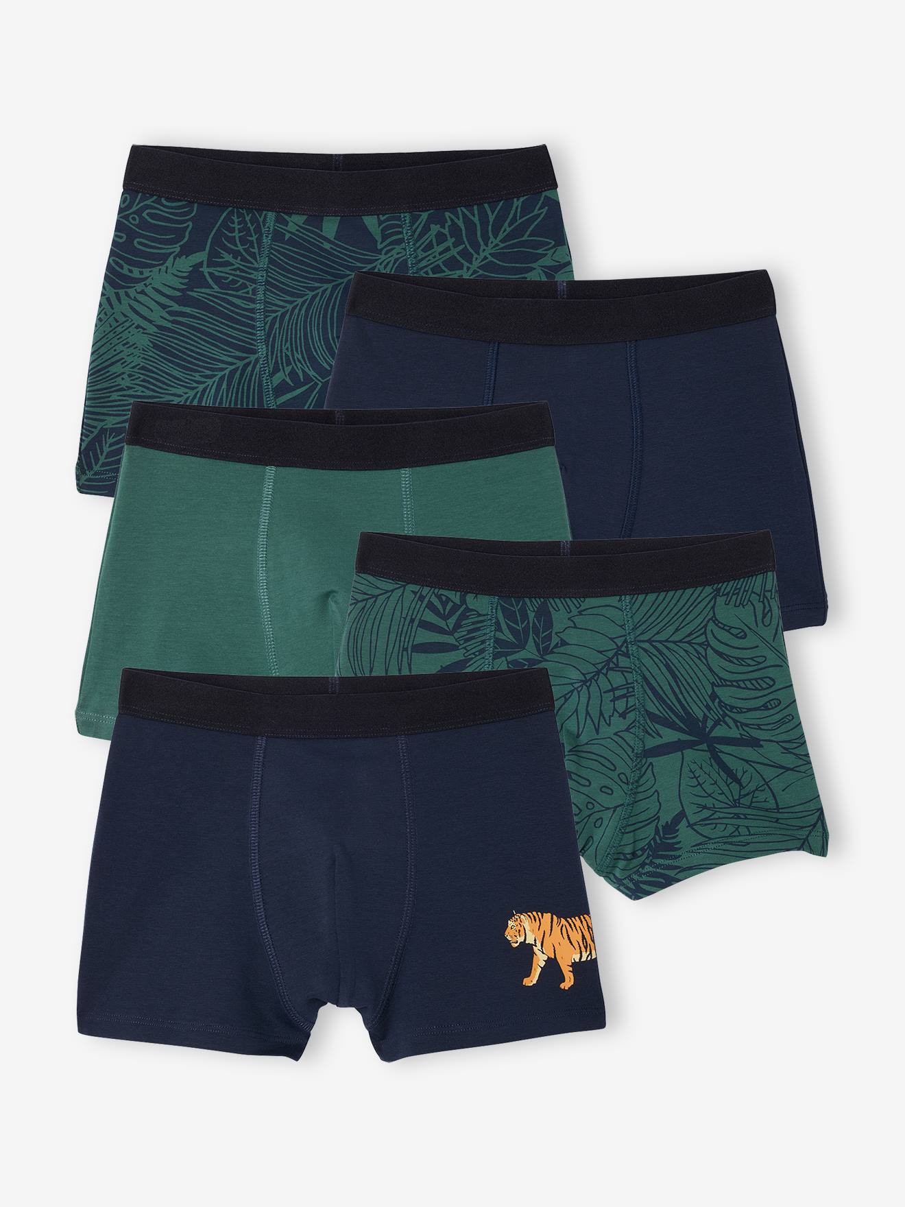 5er-Pack Jungen Boxershorts mit Dschungel-Motiven englisch