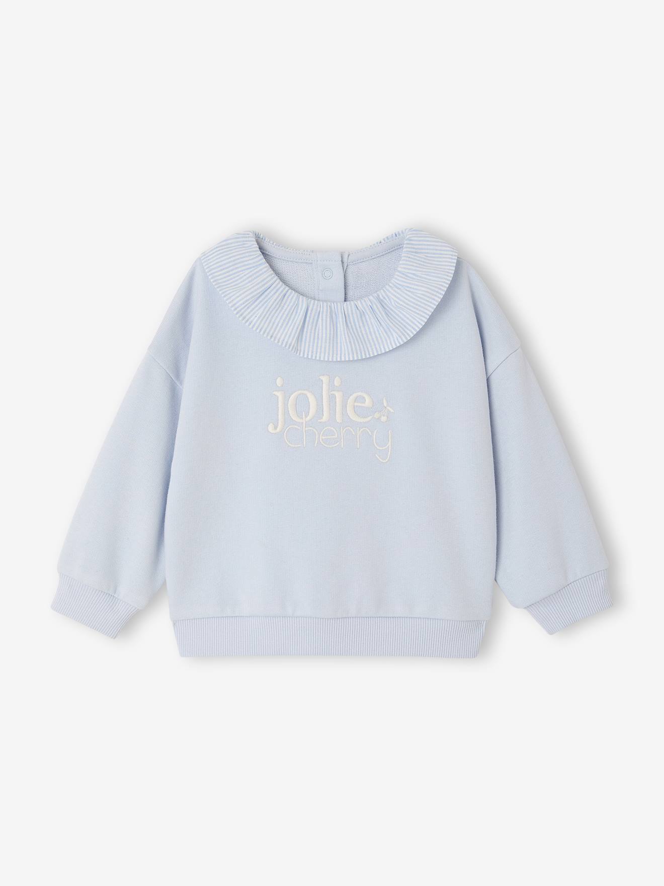 Baby Sweatshirt Jolie Cherry Rüschenkragen mit feinen Streifen helles