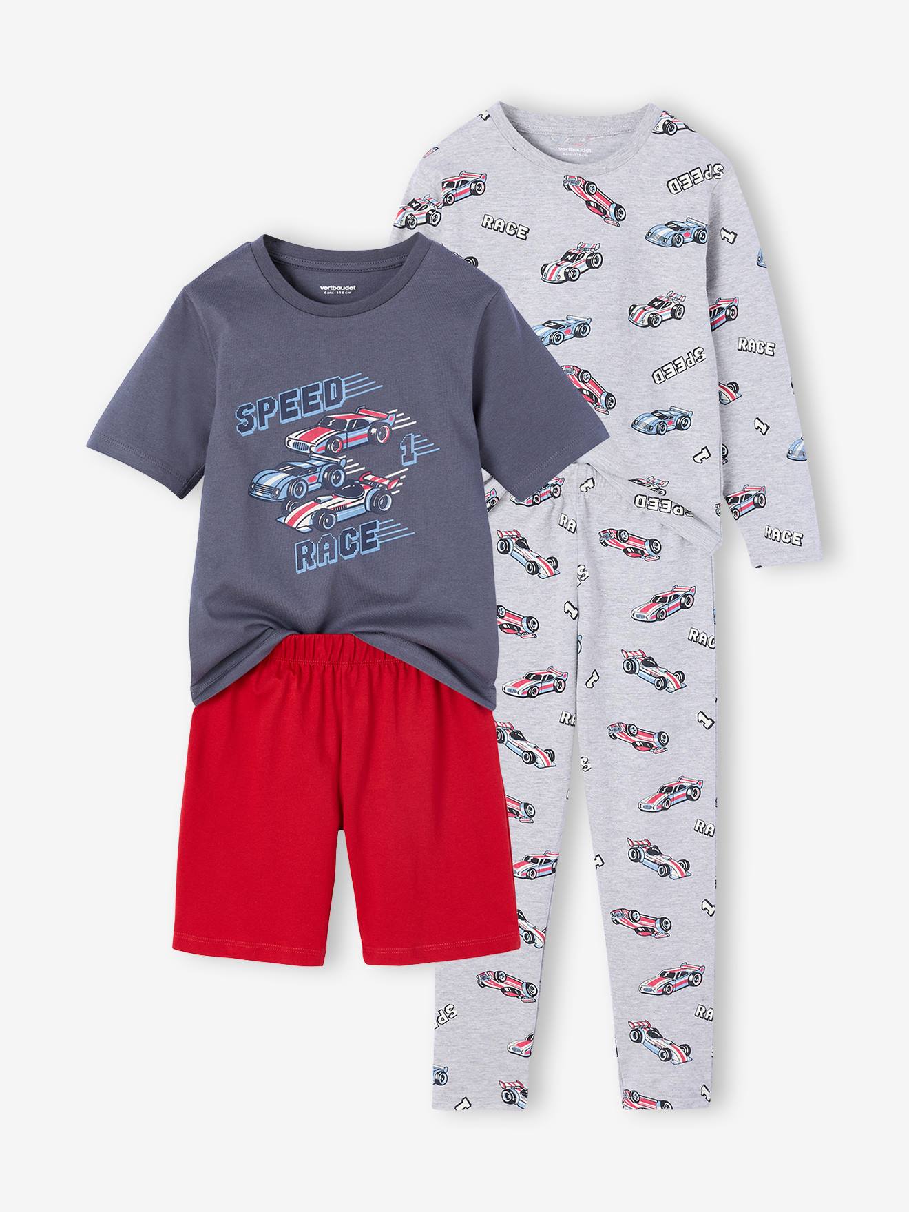 2er-Pack Jungen Schlafanzüge lang & kurz mit Rennwagen-Motiven