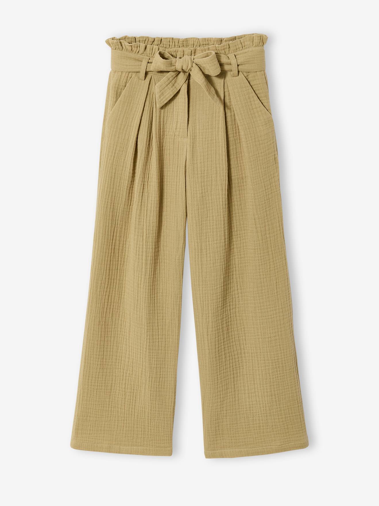 Mädchen Paperbag-Hose aus Baumwoll-Musselin