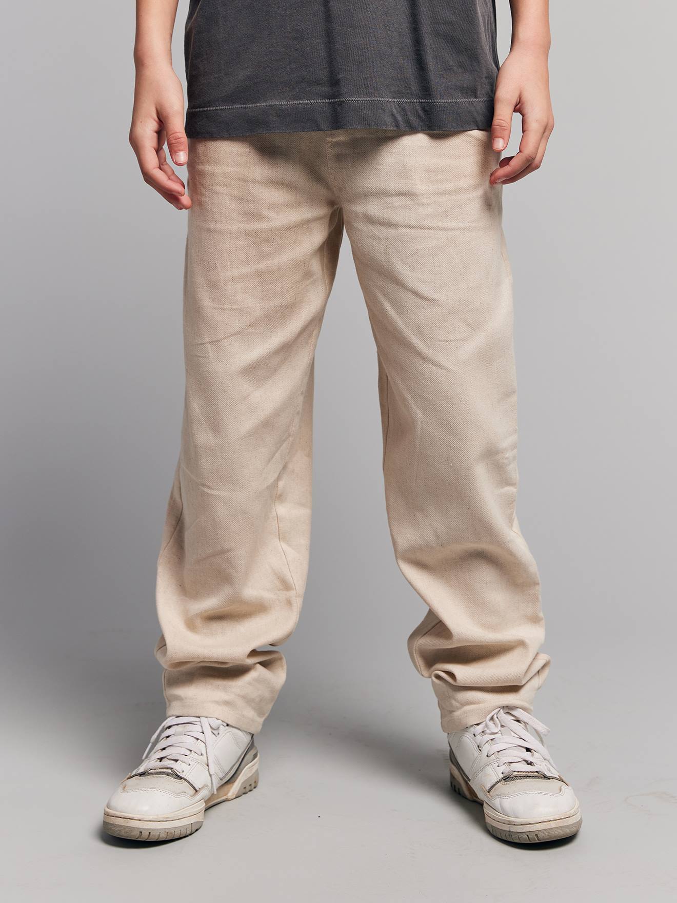 Weite Twill-Hose Baumwoll-Leinen-Mix für Jungen