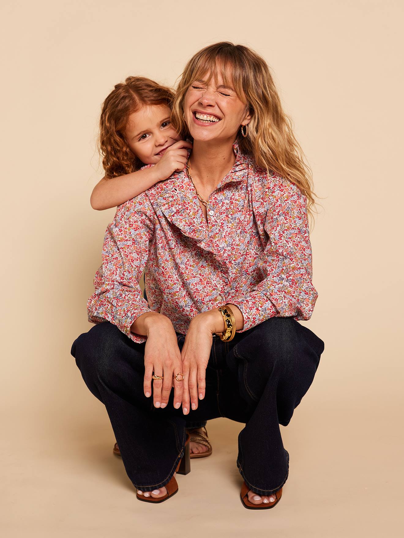 Damen Bluse mit Rüschenkragen Mama-Tochter-Capsule BLUMIG ENVIE DE FRAISE 100% Bio-Baumwolle GOTS-zertifiziert