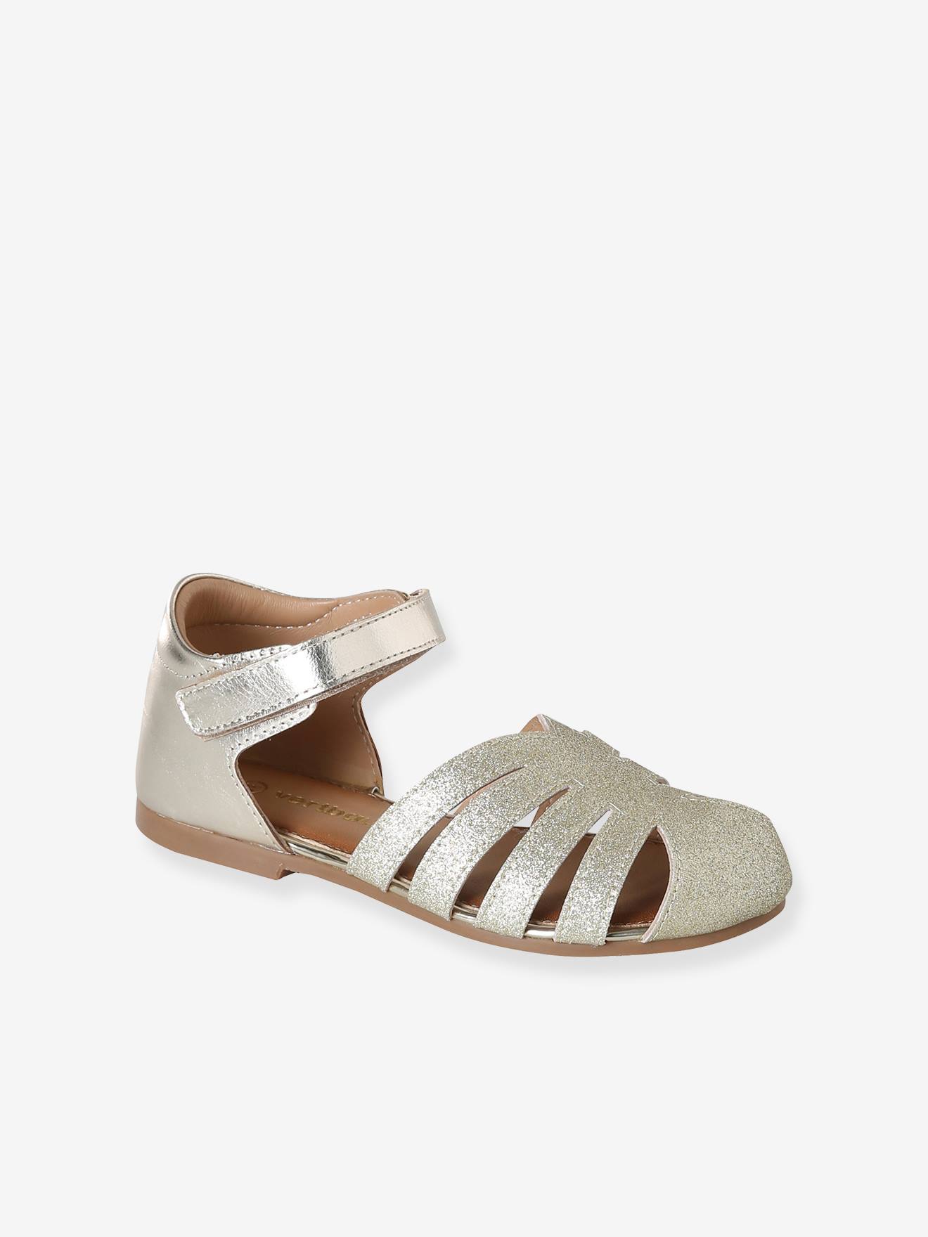 Glitzer-Riemchensandalen Mädchen mit Klettverschluss