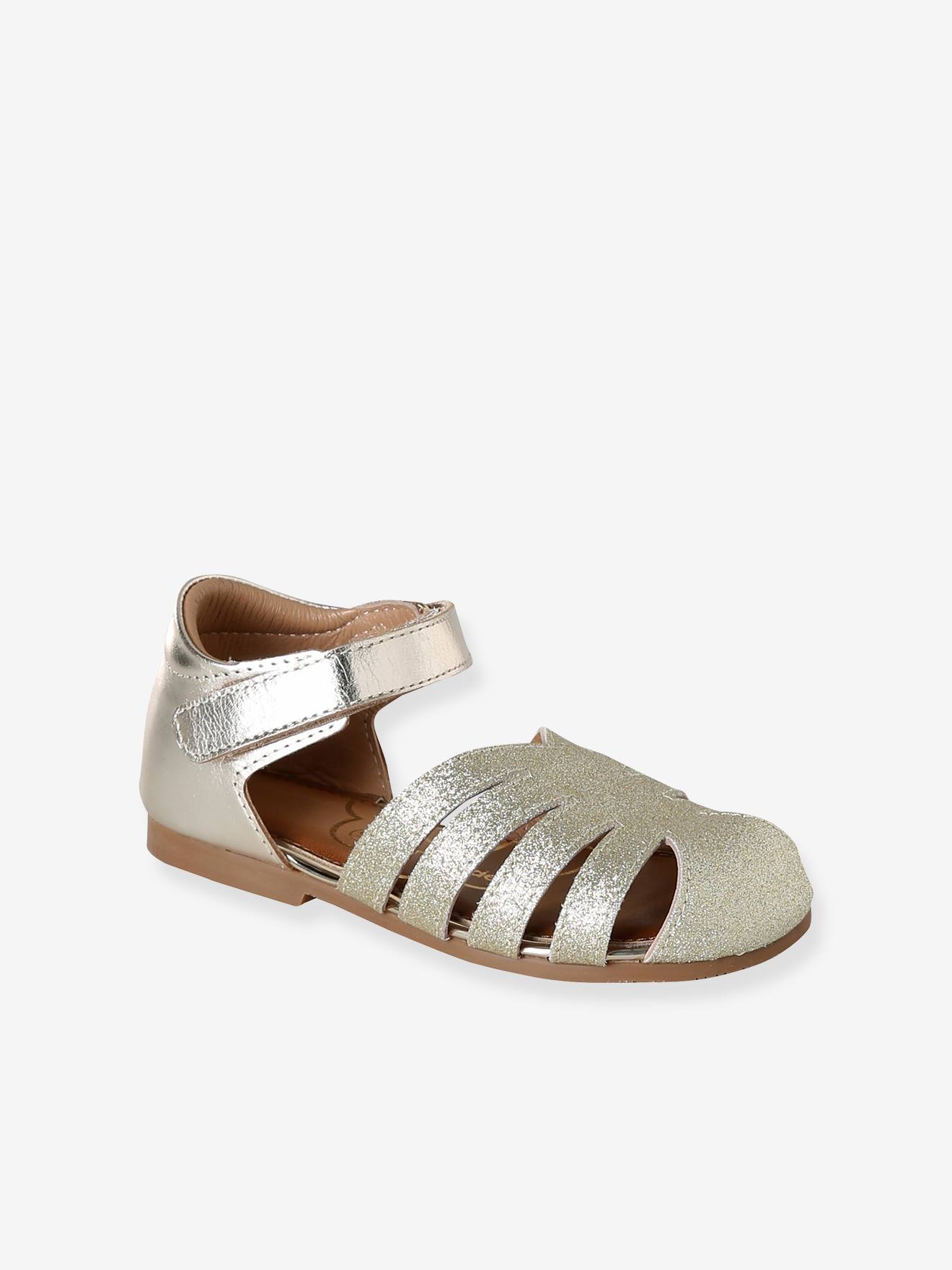Glitzer-Riemchensandalen Mädchen mit Klettverschluss