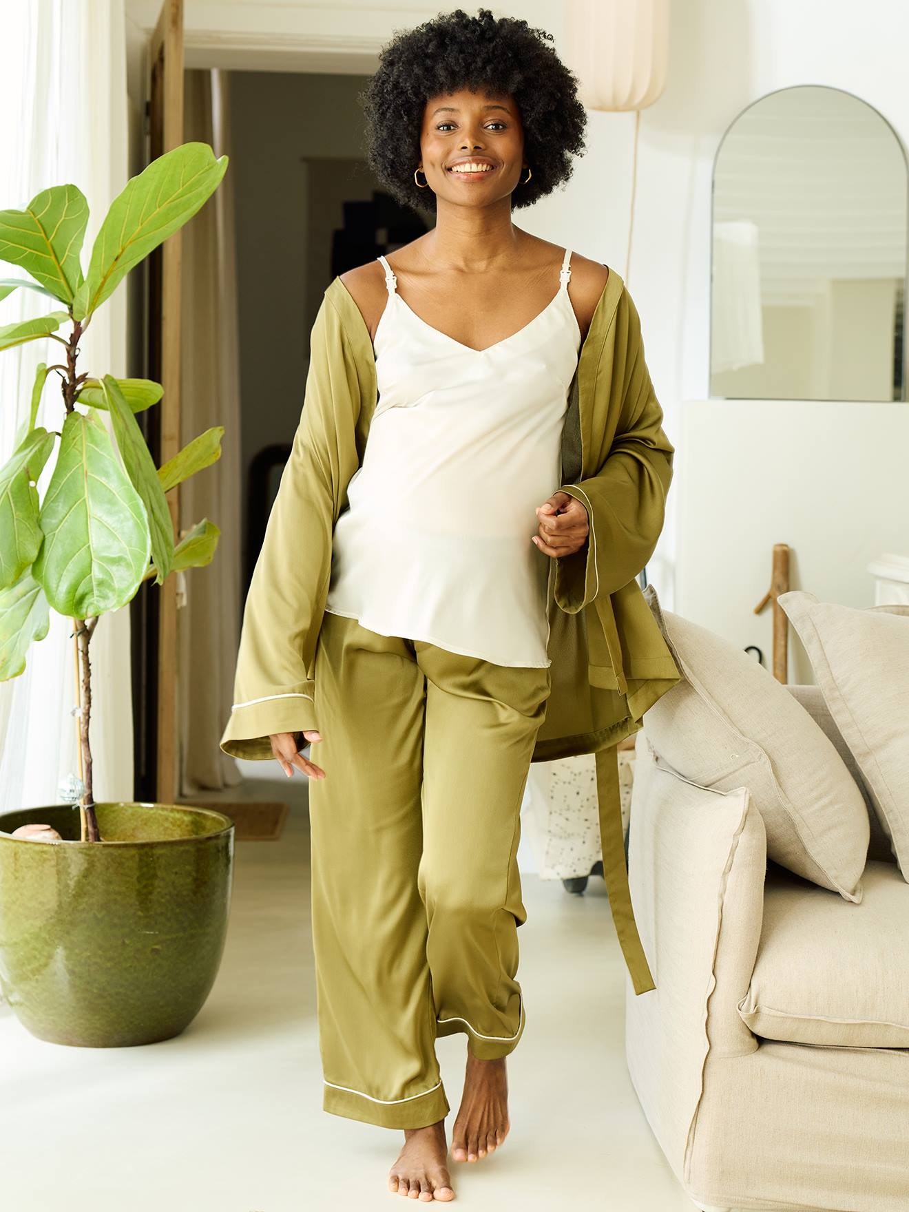 3-teiliges Homewear-Set in Kimono-Style für Schwangerschaft & Stillzeit