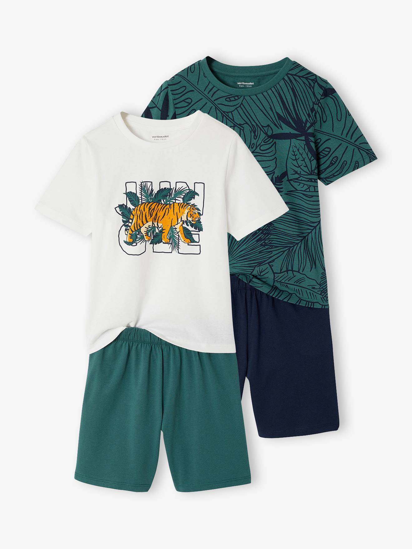 2er-Pack kurze Schlafanzüge JUNGLE mit Tiger-Motiv