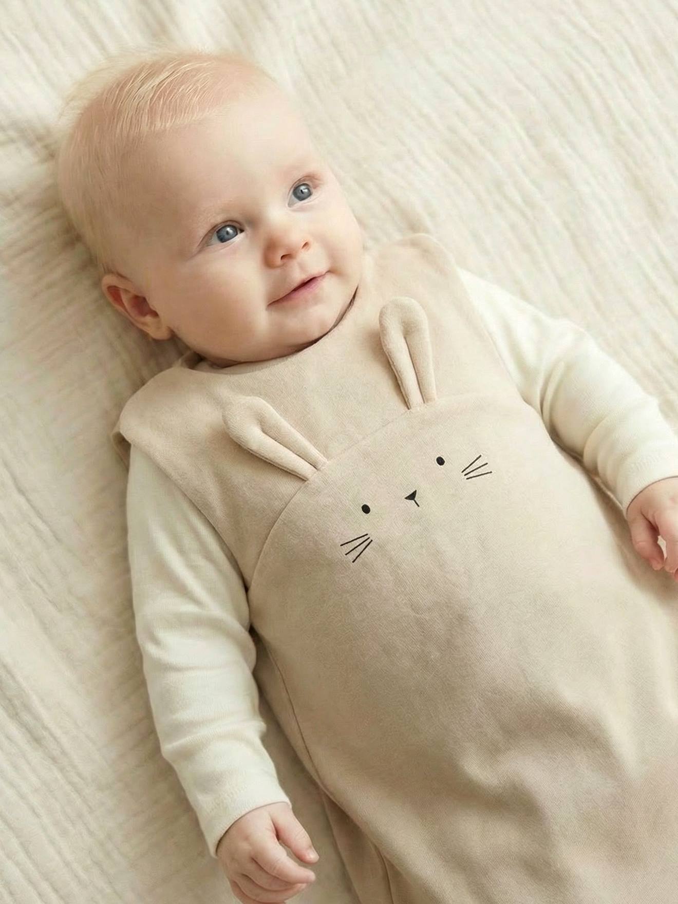 Baby Sommerschlafsack aus Jersey HASE ärmellos TOG 1 sandfarben