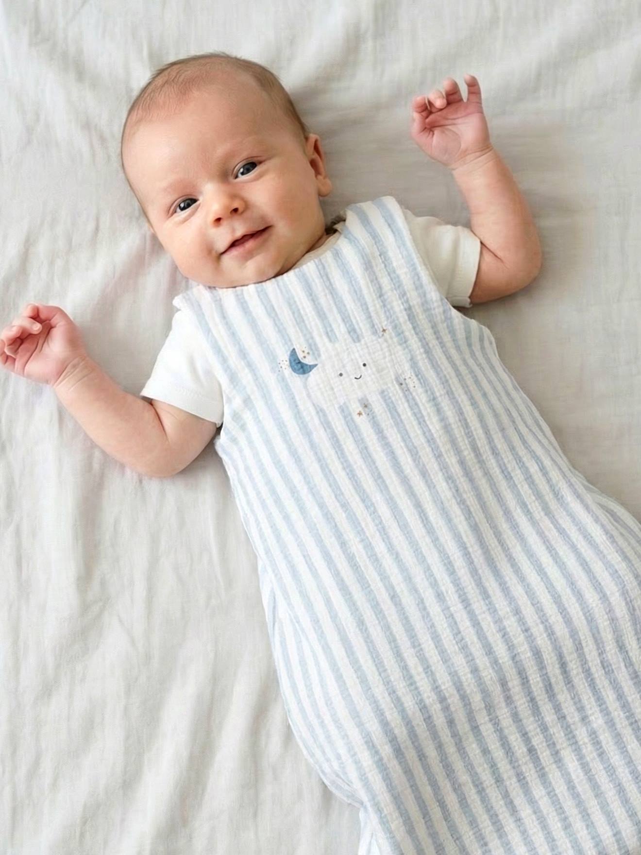 Baby Sommerschlafsack aus Musselin IN DEN WOLKEN ärmellos TOG 1