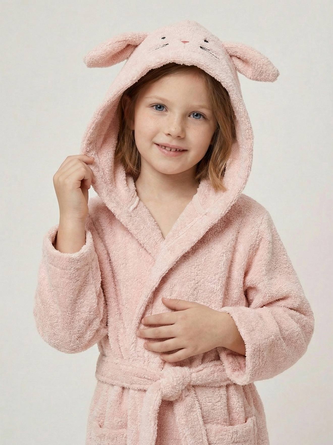 Bademantel HASE Kinder personalisierbar pudrig