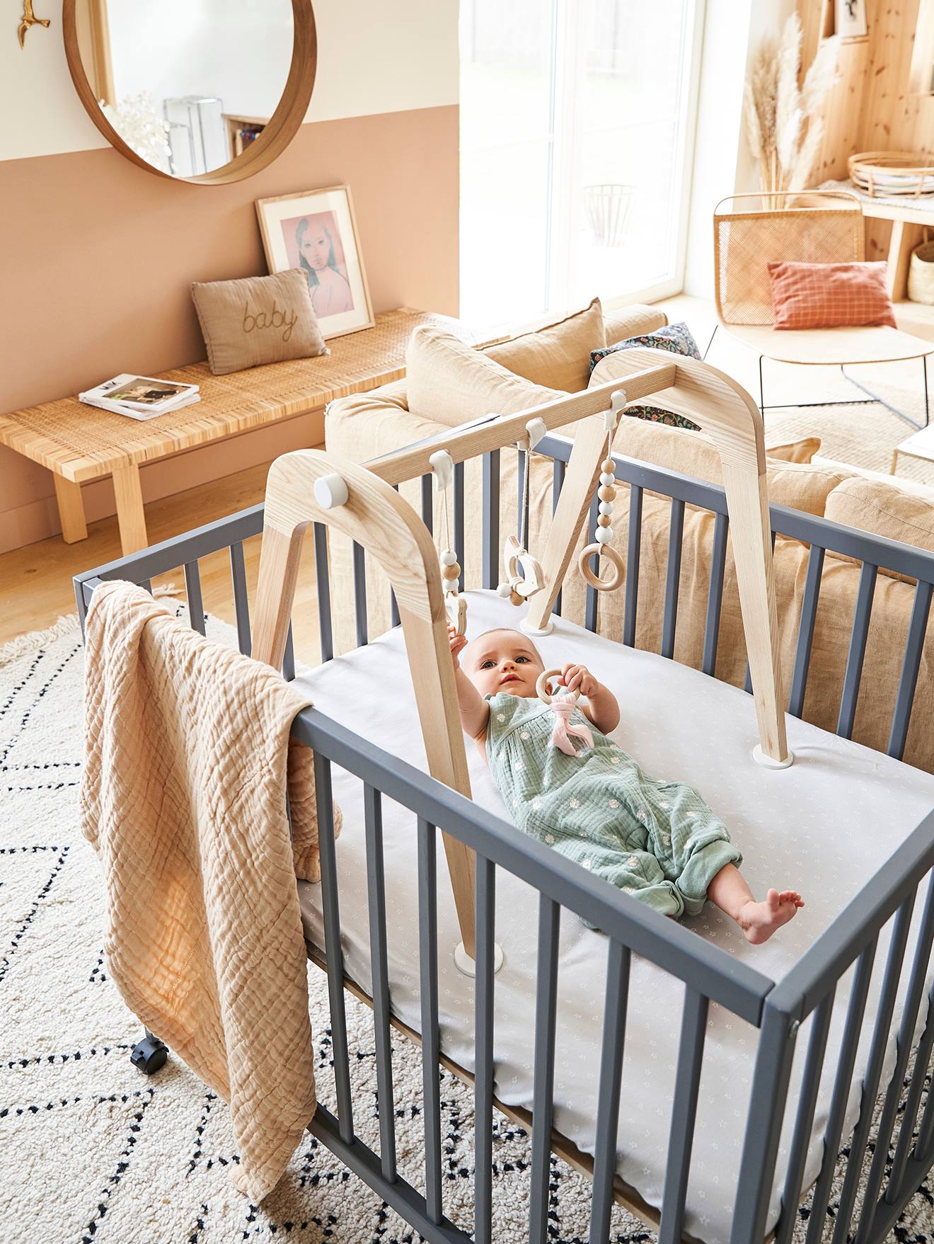 Großer Baby-Laufstall Aus Kiefernholz – Verstellbar Bis 160x160cm Mit Sicherheitstor