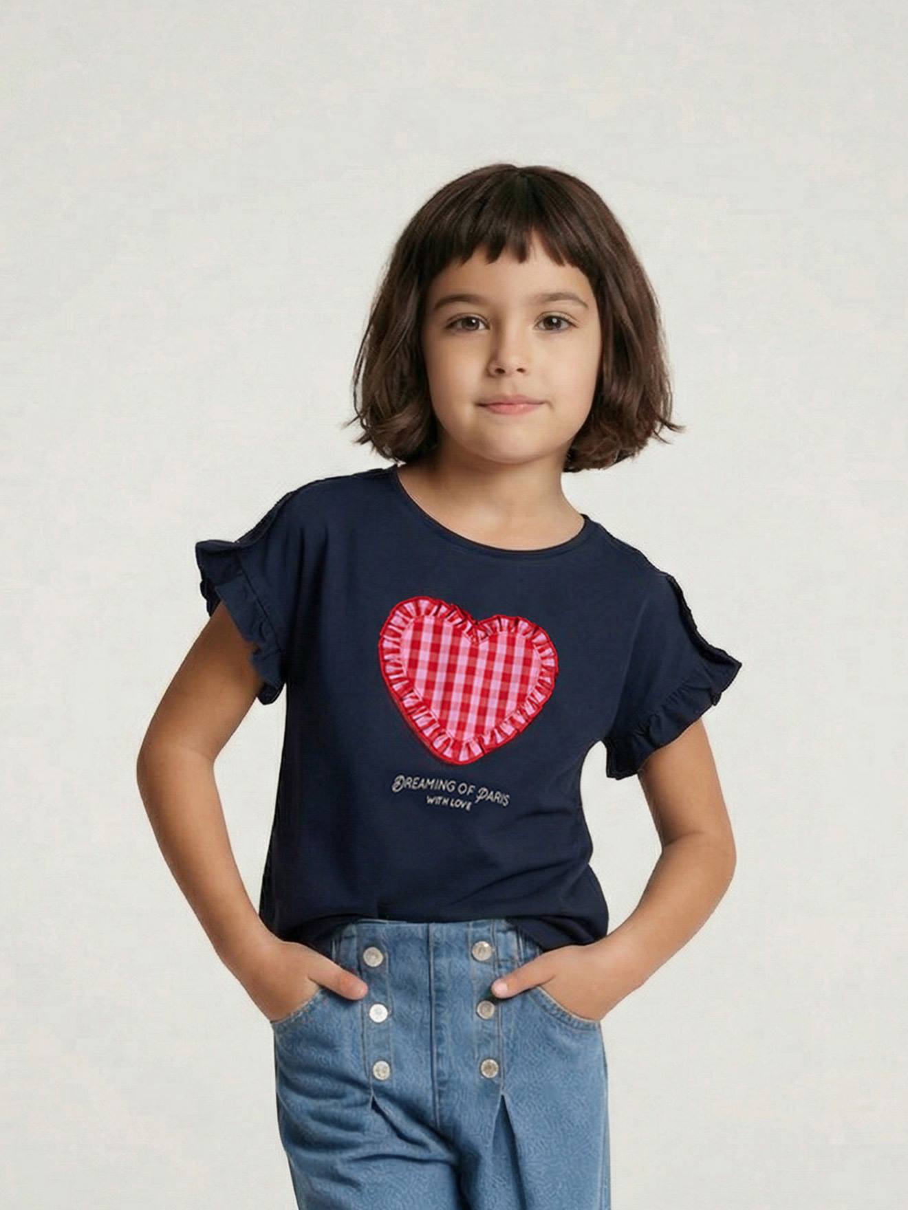 T-Shirt mit kurzen Volantärmeln Mädchen