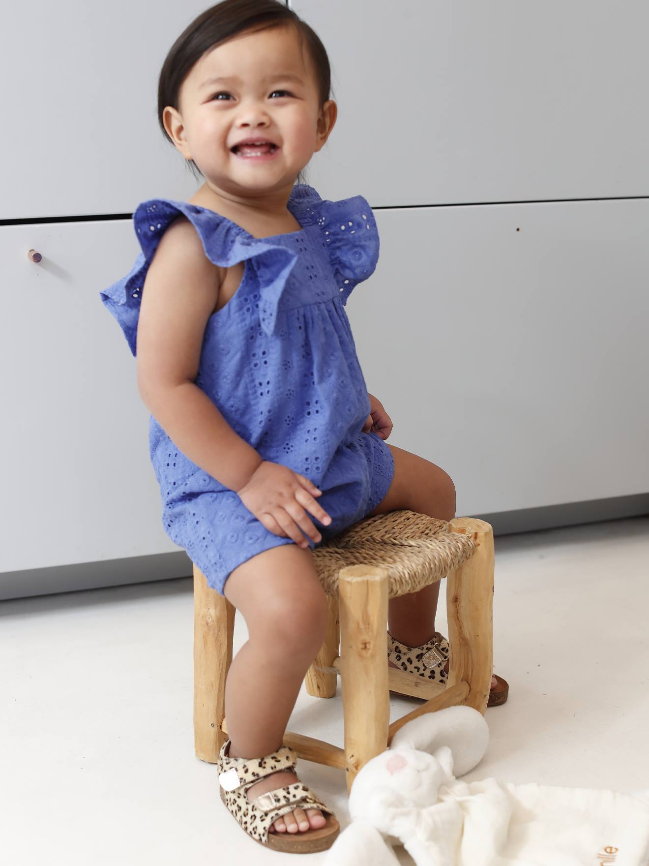 Kurzoverall Mädchen Baby mit Stickerei elektrisch