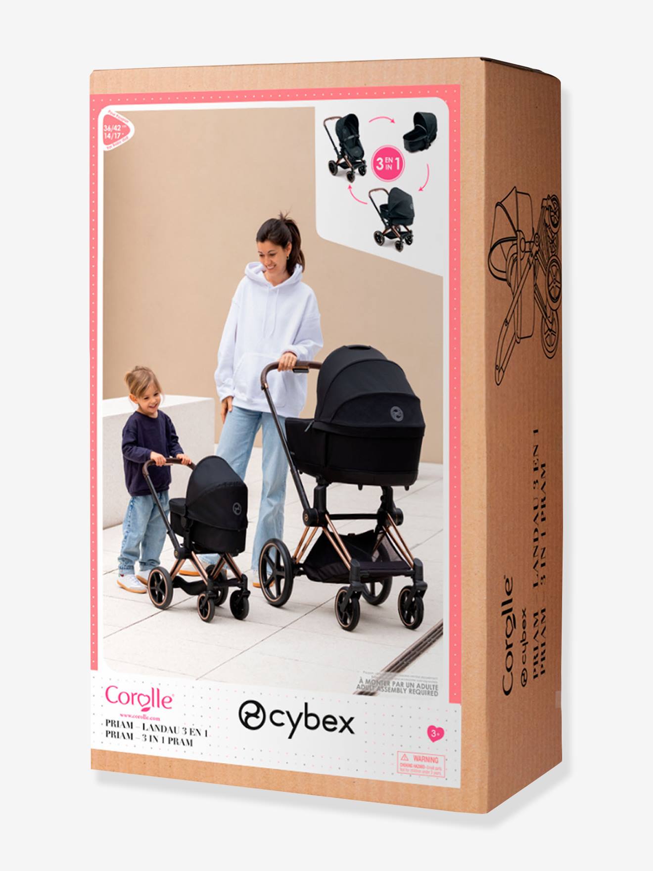 Corolle 3-in-1 Puppen-Kinderwagen Cybex Priam Kinder COROLLE in schwarz