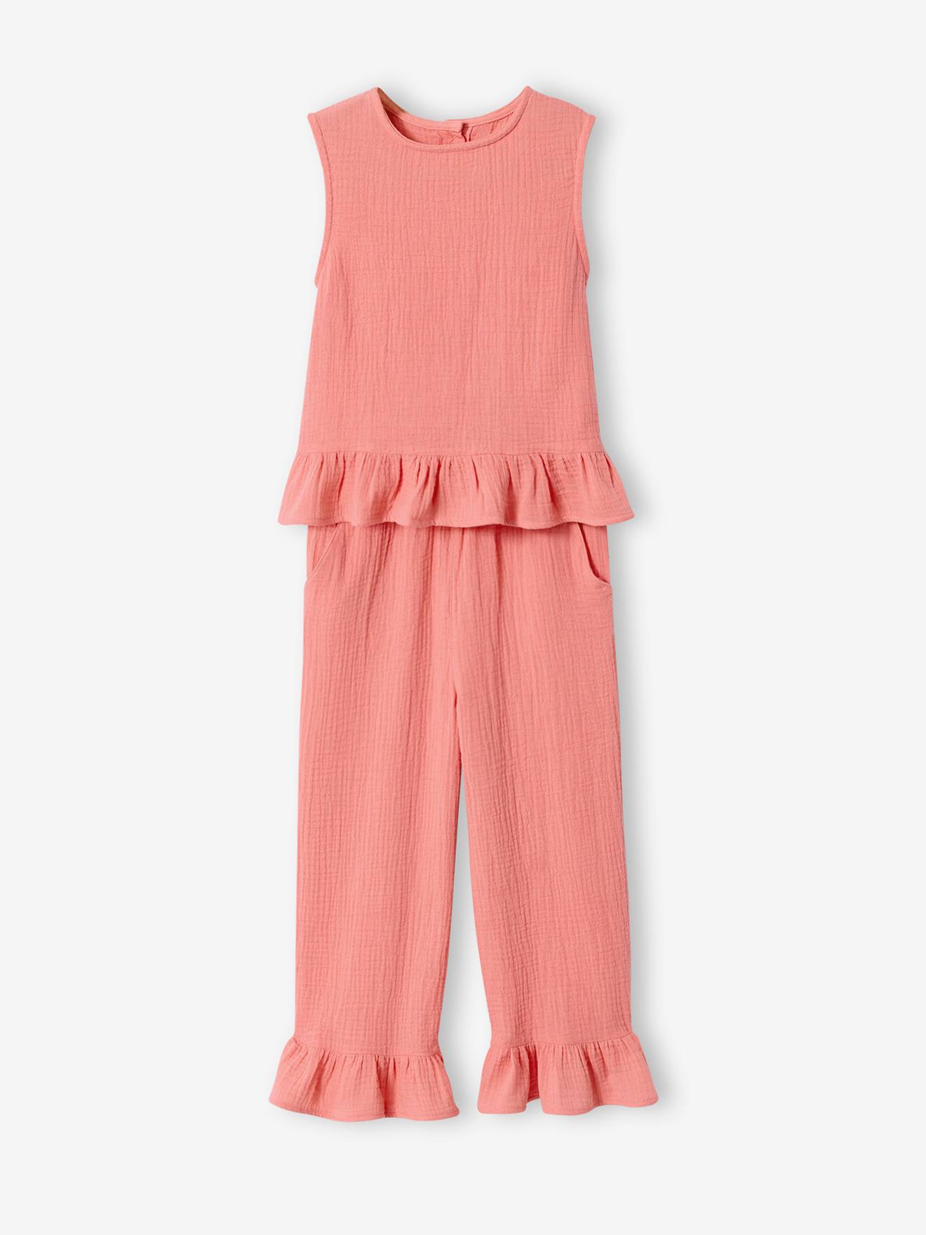 Set aus ärmelloser Bluse und Hose mit Rüschen für Mädchen