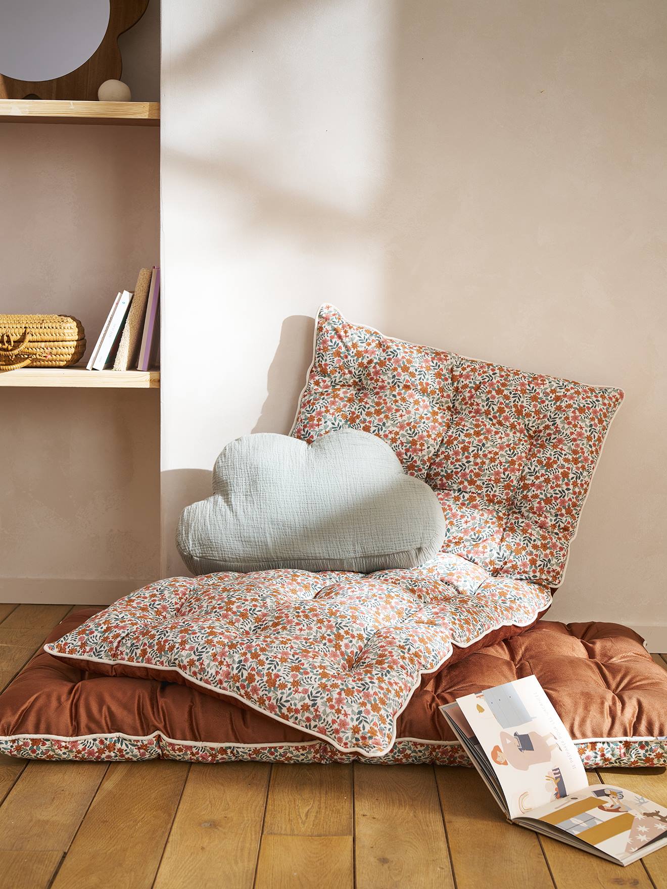 Vertbaudet Unisex Baby Zimt Bodenmatratze Kinderzimmer Retro Flower