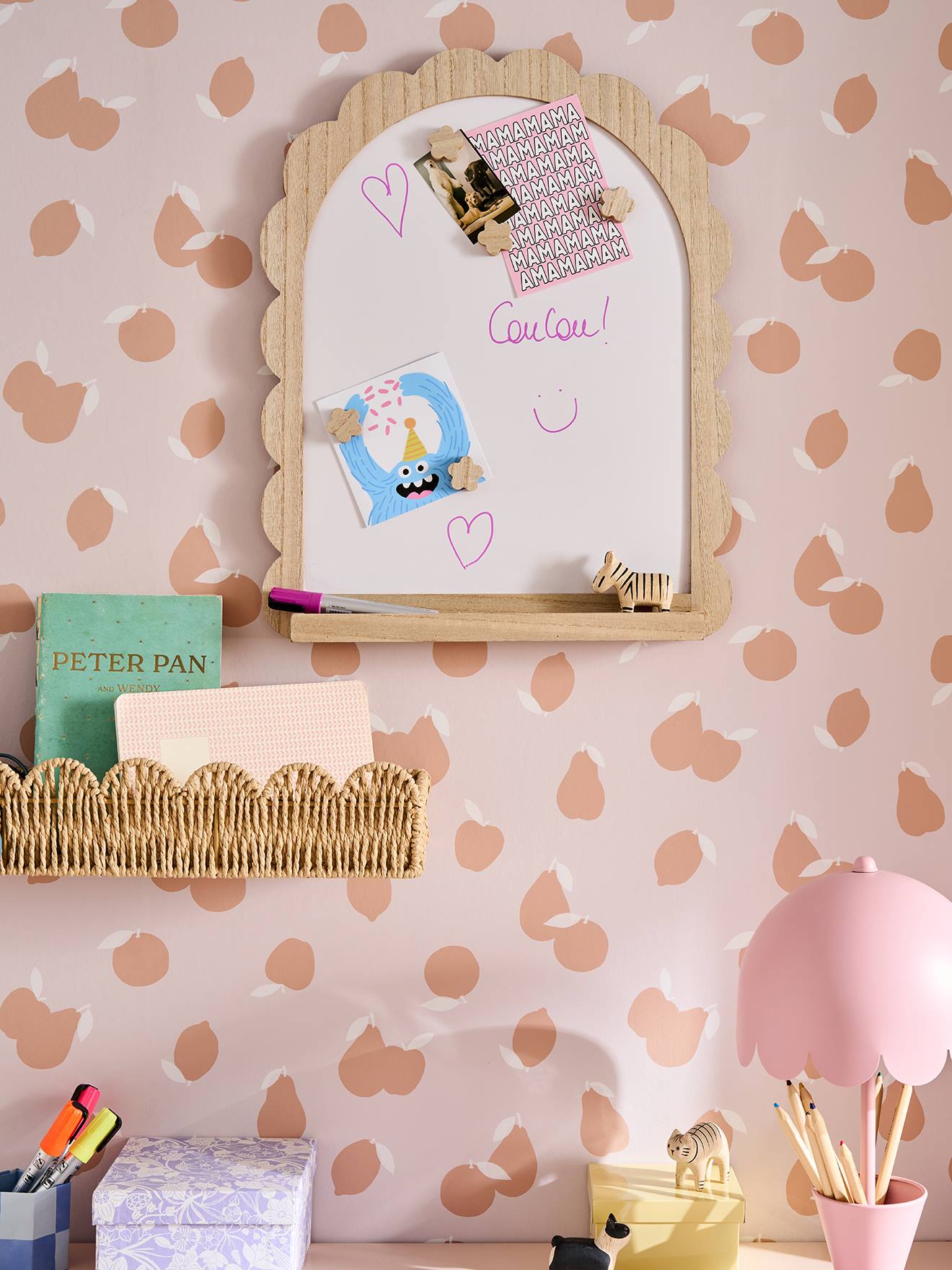 Magnet-Whiteboard FESTON aus Holz/Metall Kinderzimmer