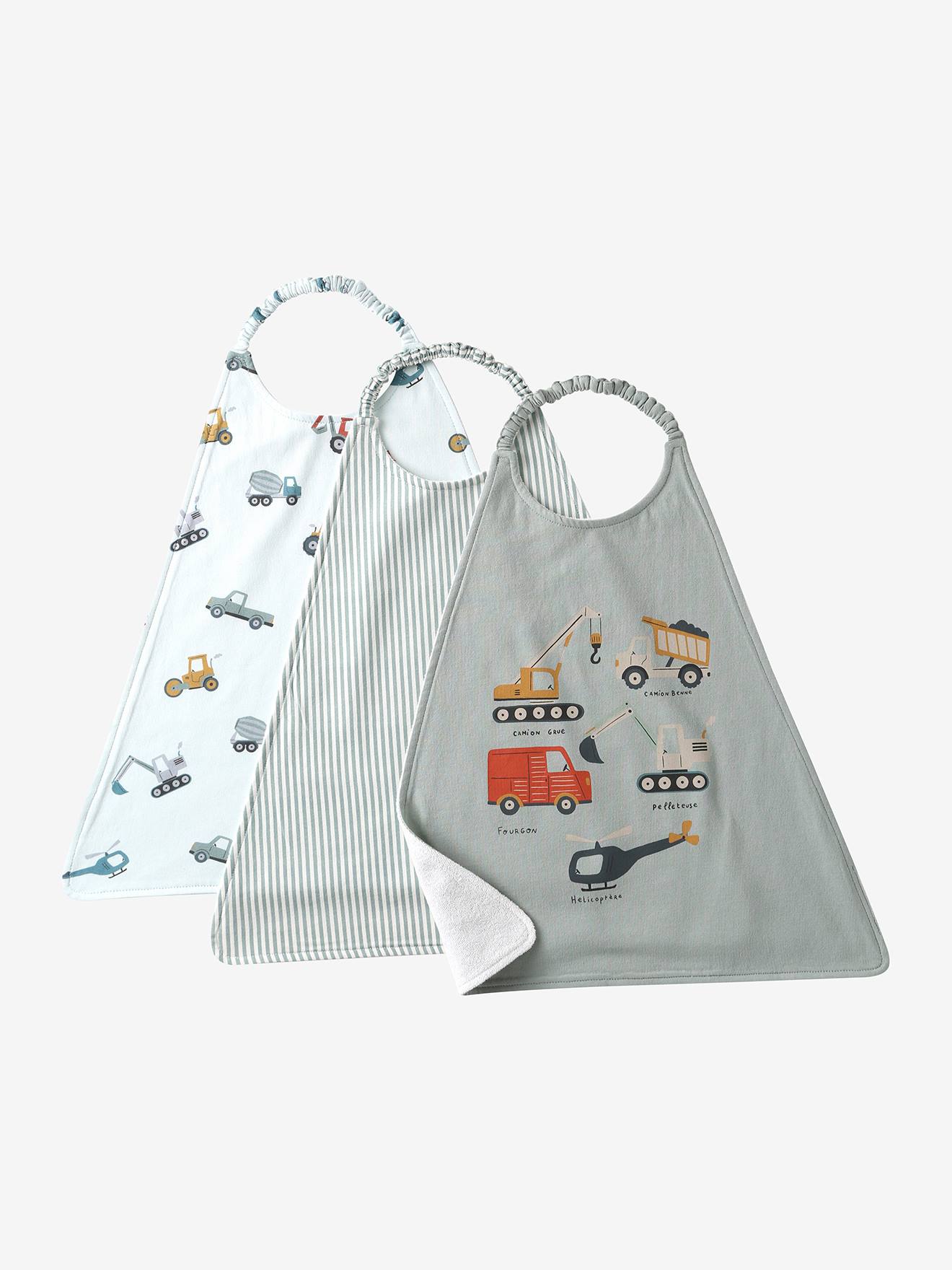 3er-Pack große Baby Lätzchen mit Gummizug baustellenfahrzeuge