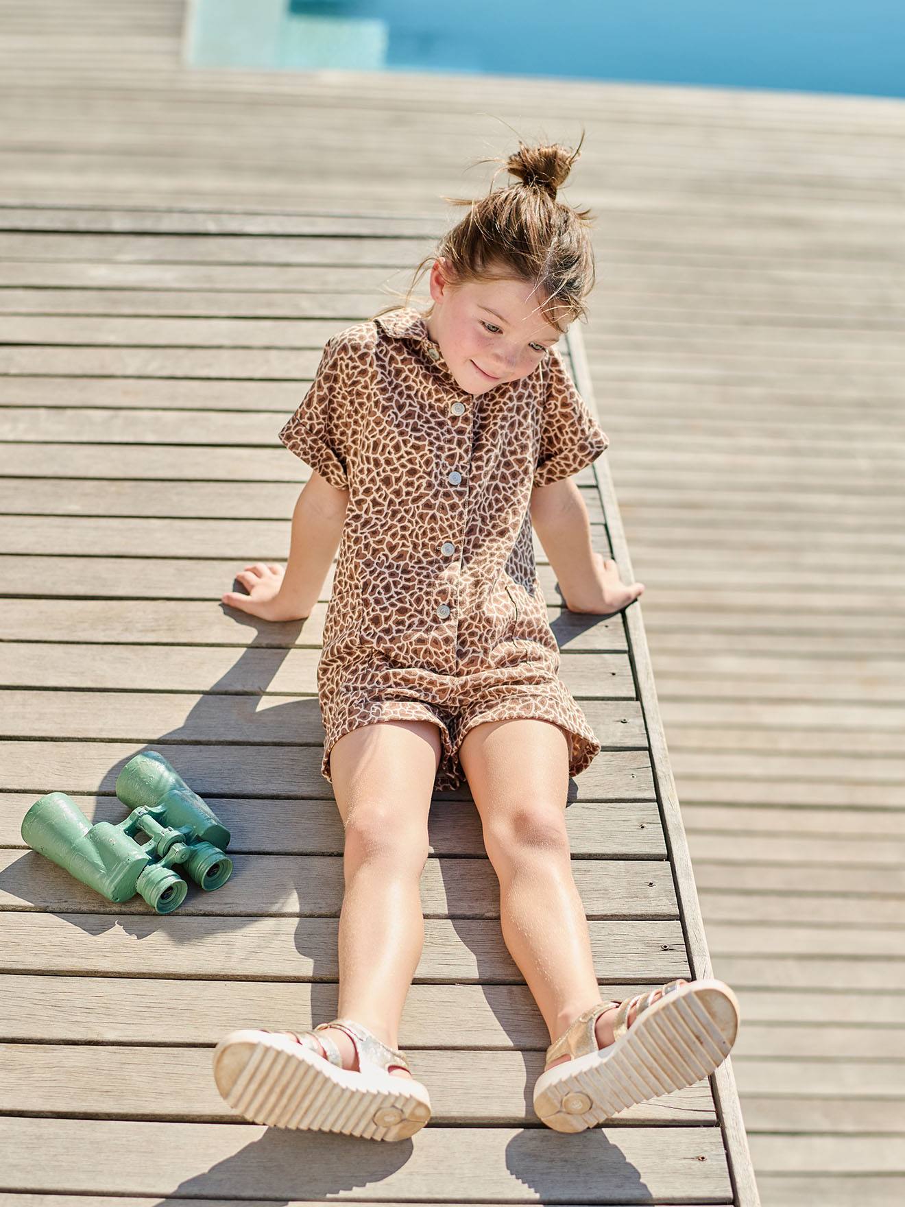 Jumpsuit mit Hemdkragen und Giraffenmuster
