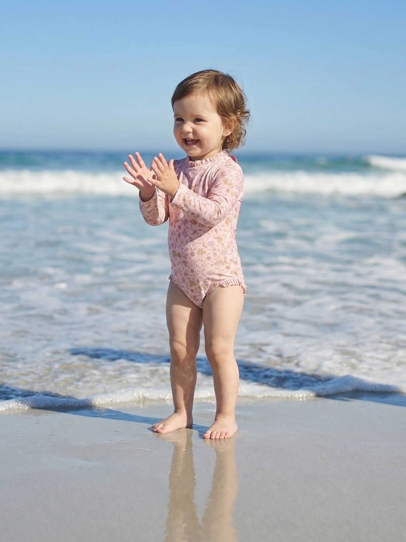 Mädchen Baby Badeanzug mit langen Ärmeln
