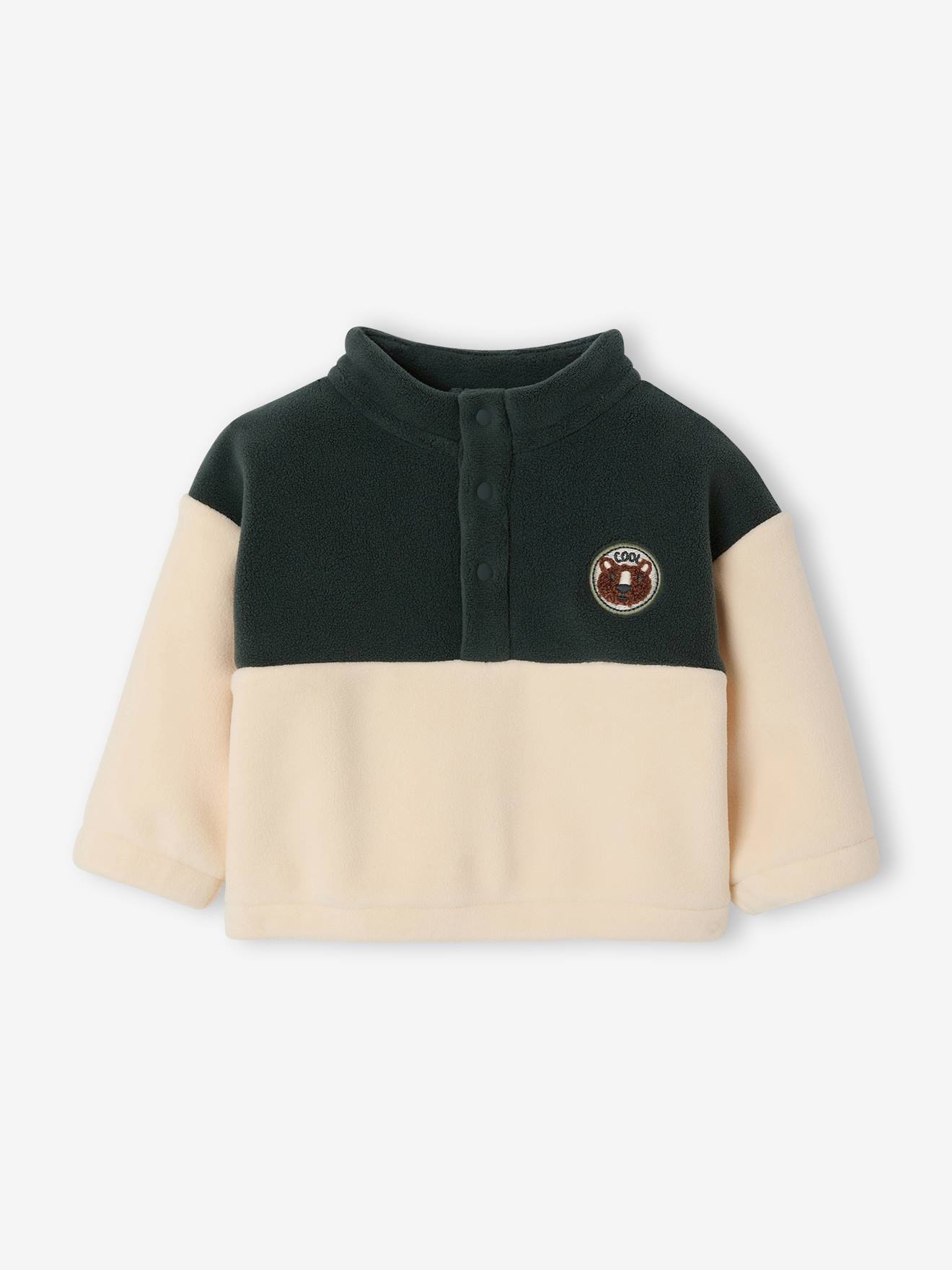 Fleecejacke mit Stehkragen und Bär-Aufnäher Baby n
