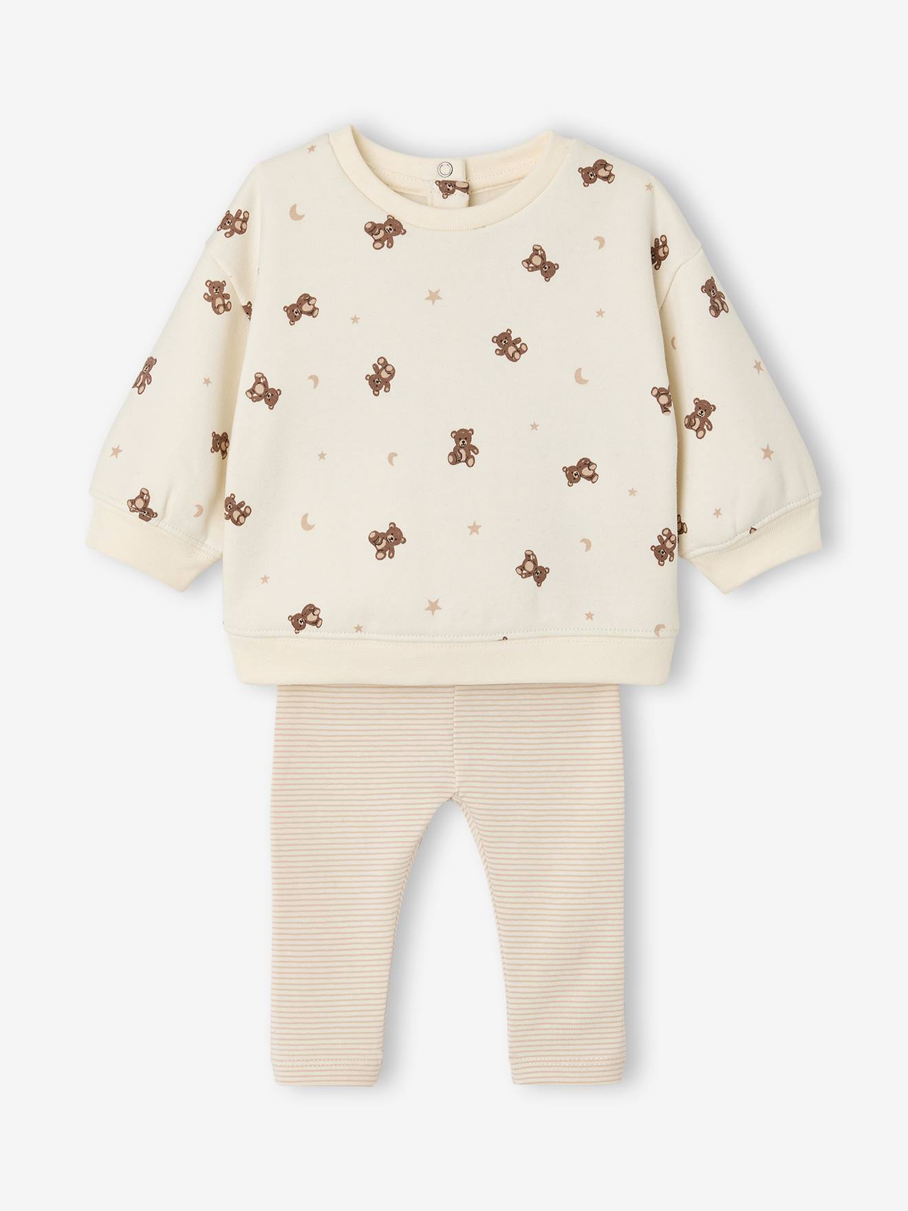 Baby Set aus Sweatshirt mit Bärenmotiven und Hose mit Streifen